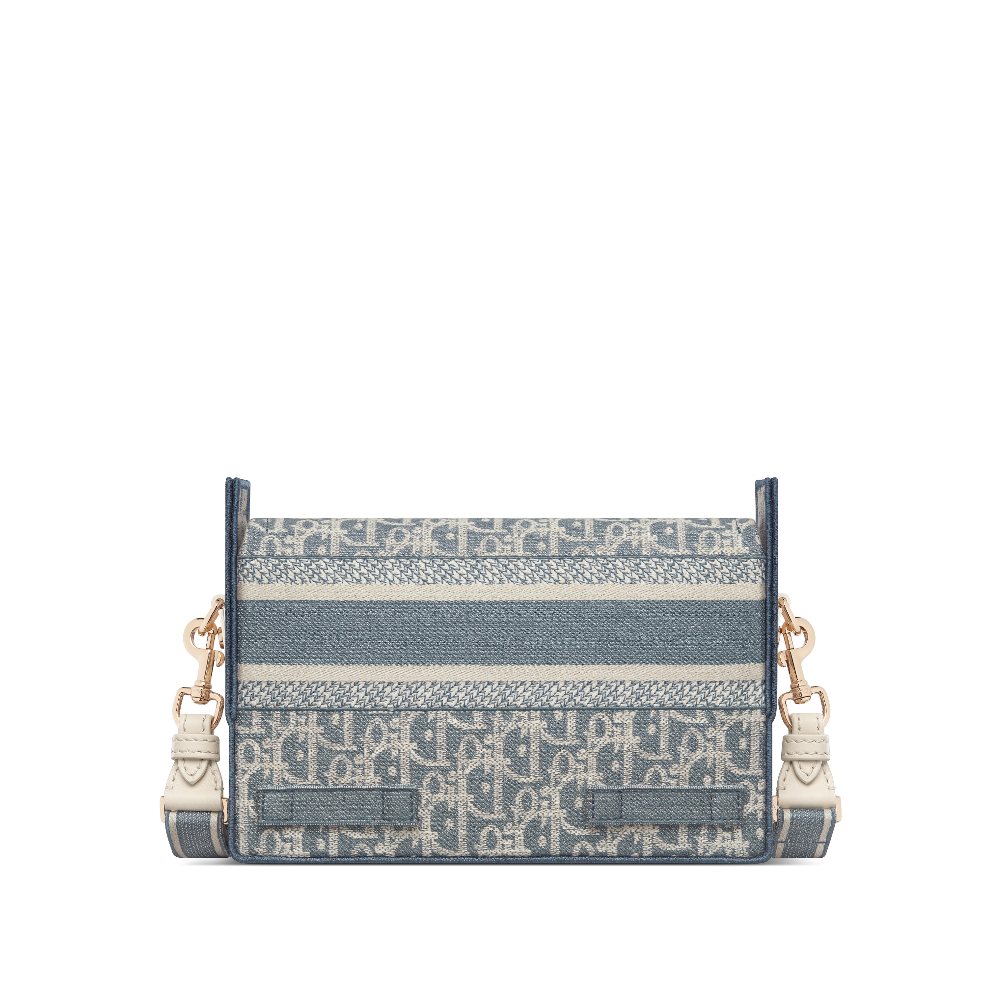 Small Diorcamp Bag Blue Dior Oblique Chambray-Effect Embroidery E08