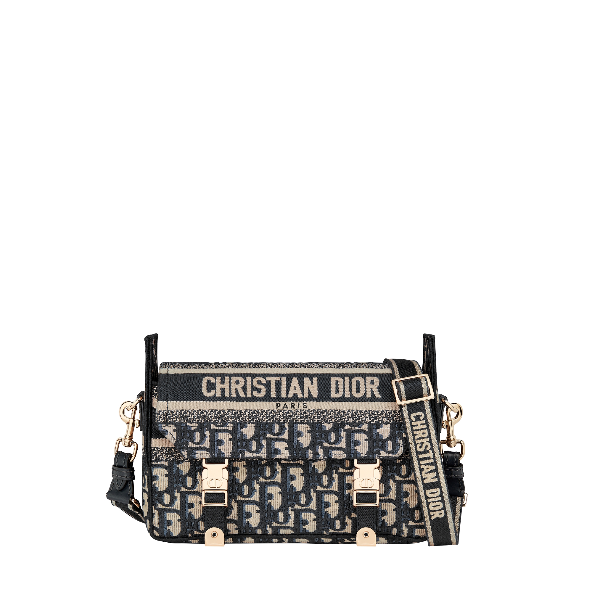 Small Diorcamp Bag Blue Dior Oblique Embroidery E01