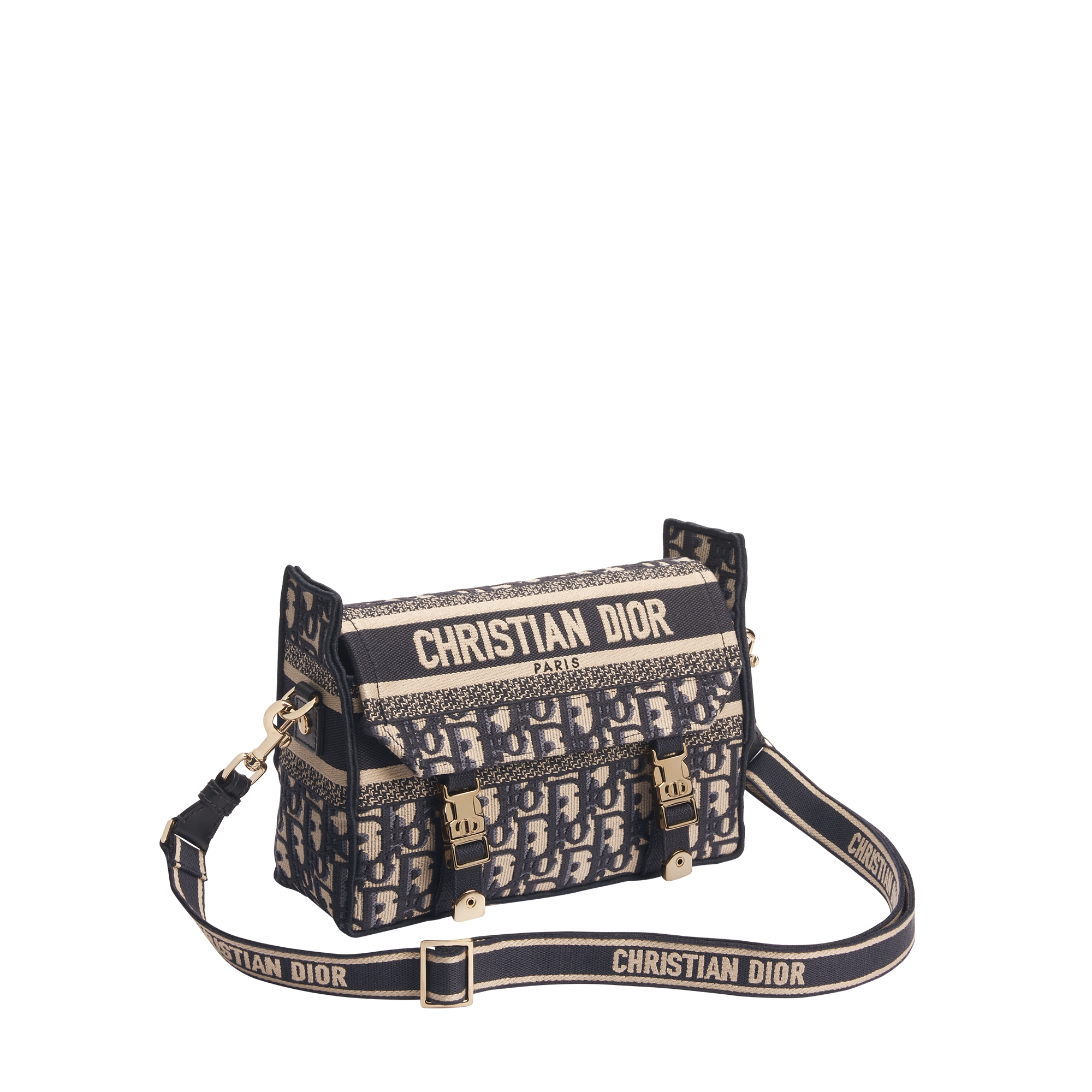 Small Diorcamp Bag Blue Dior Oblique Embroidery E03