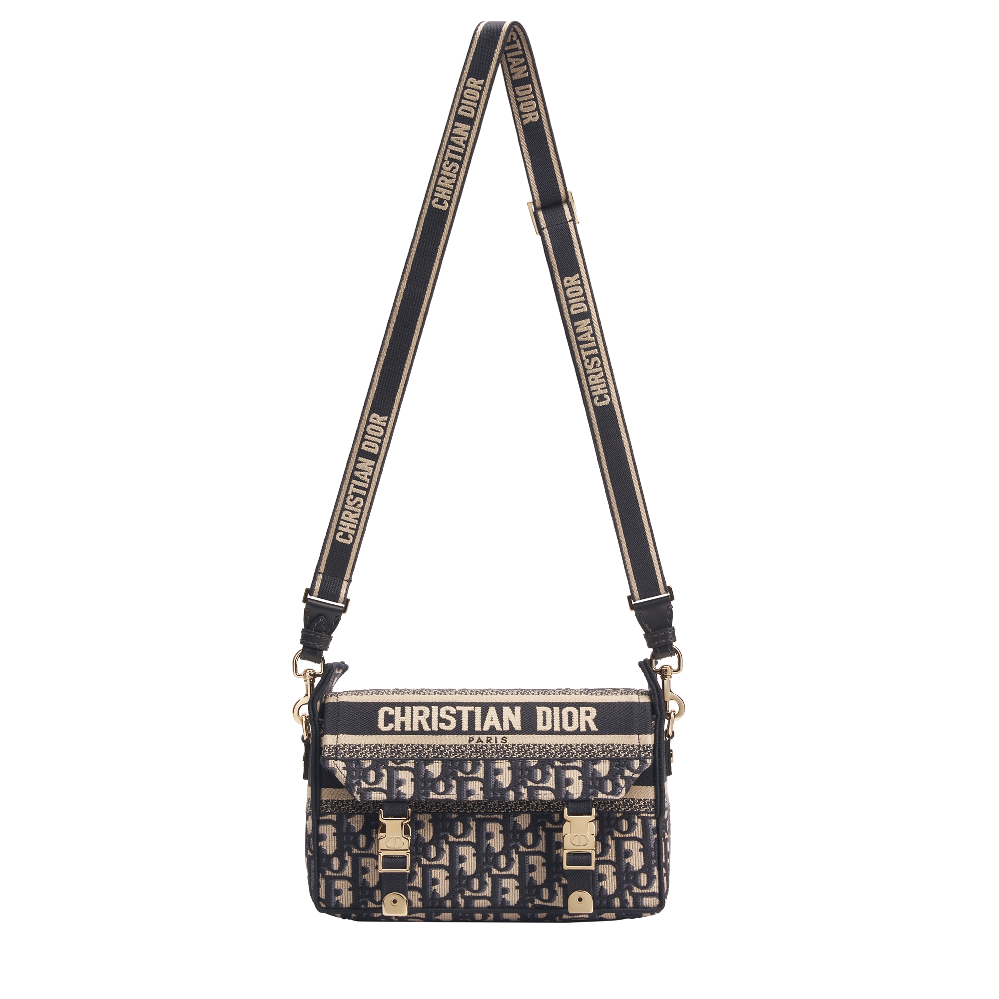 Small Diorcamp Bag Blue Dior Oblique Embroidery E07