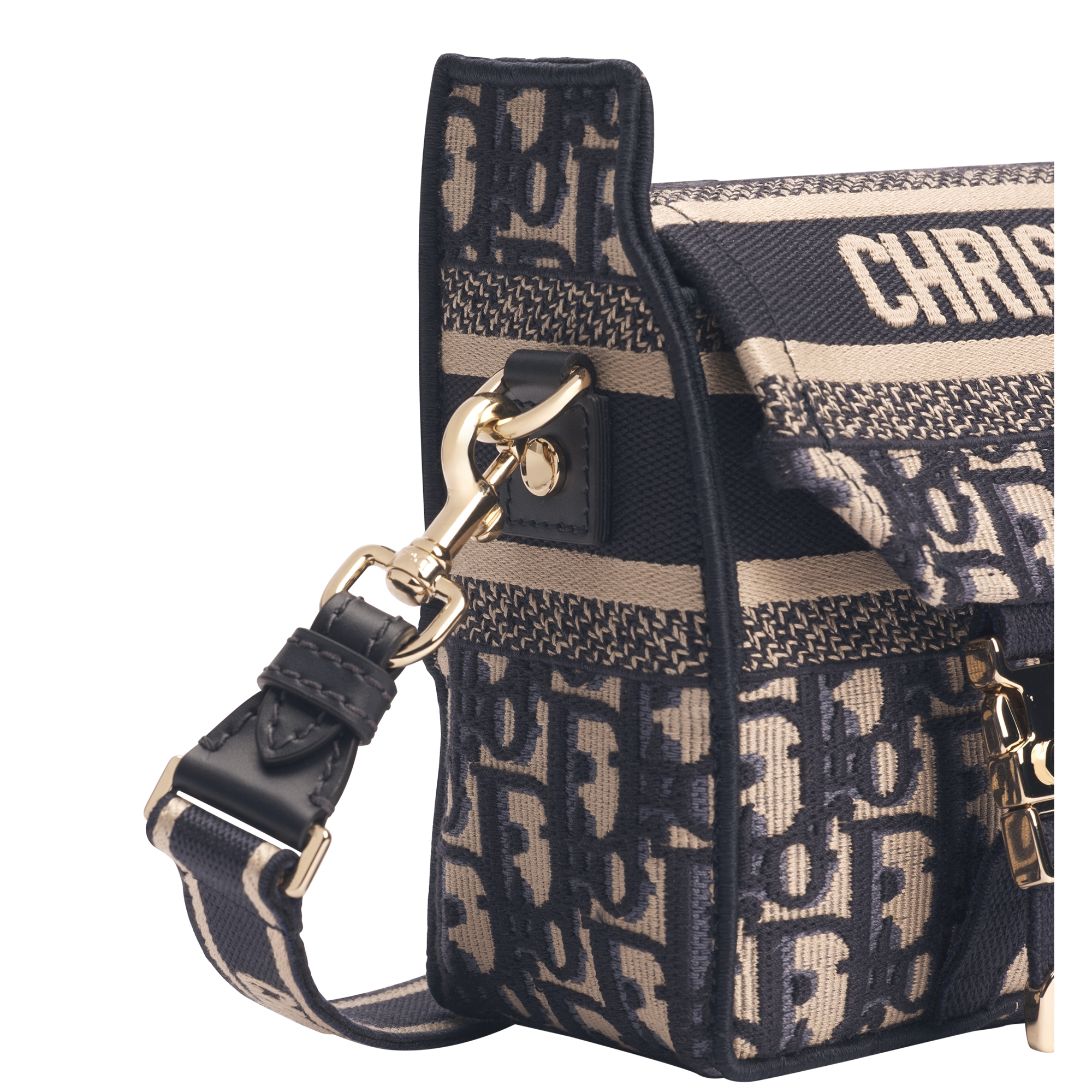 Small Diorcamp Bag Blue Dior Oblique Embroidery E09