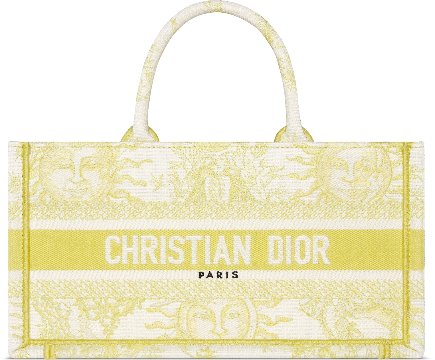 DIOR Dioriviera East West Dior Book Tote Lemon Yellow Toile De Jouy Soleil Embroidery 27 X 14 X 10 Cm Women