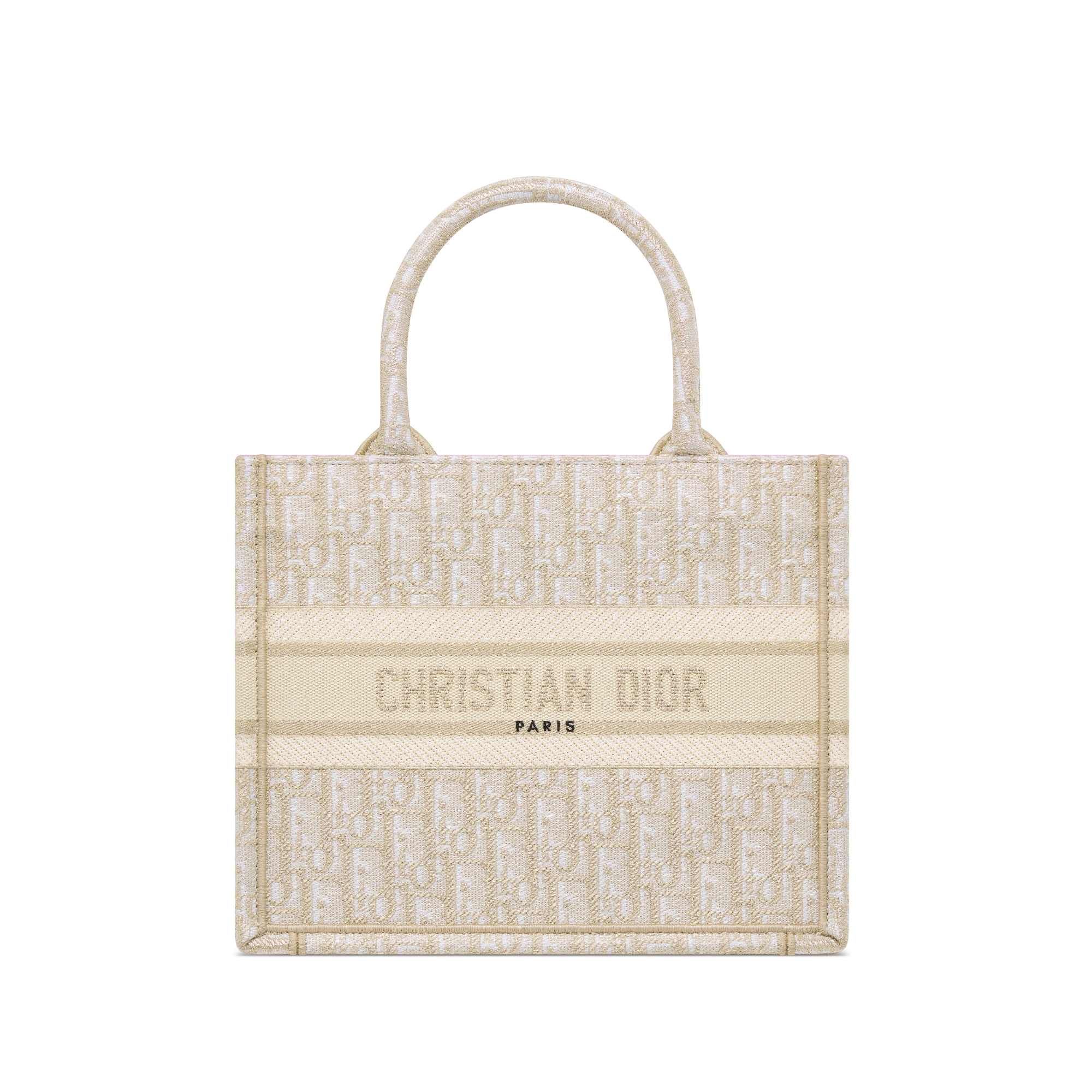 Small Dior Book Tote Gold-Tone Dior Oblique Embroidery (26.5 x 22 x 14 cm) E01