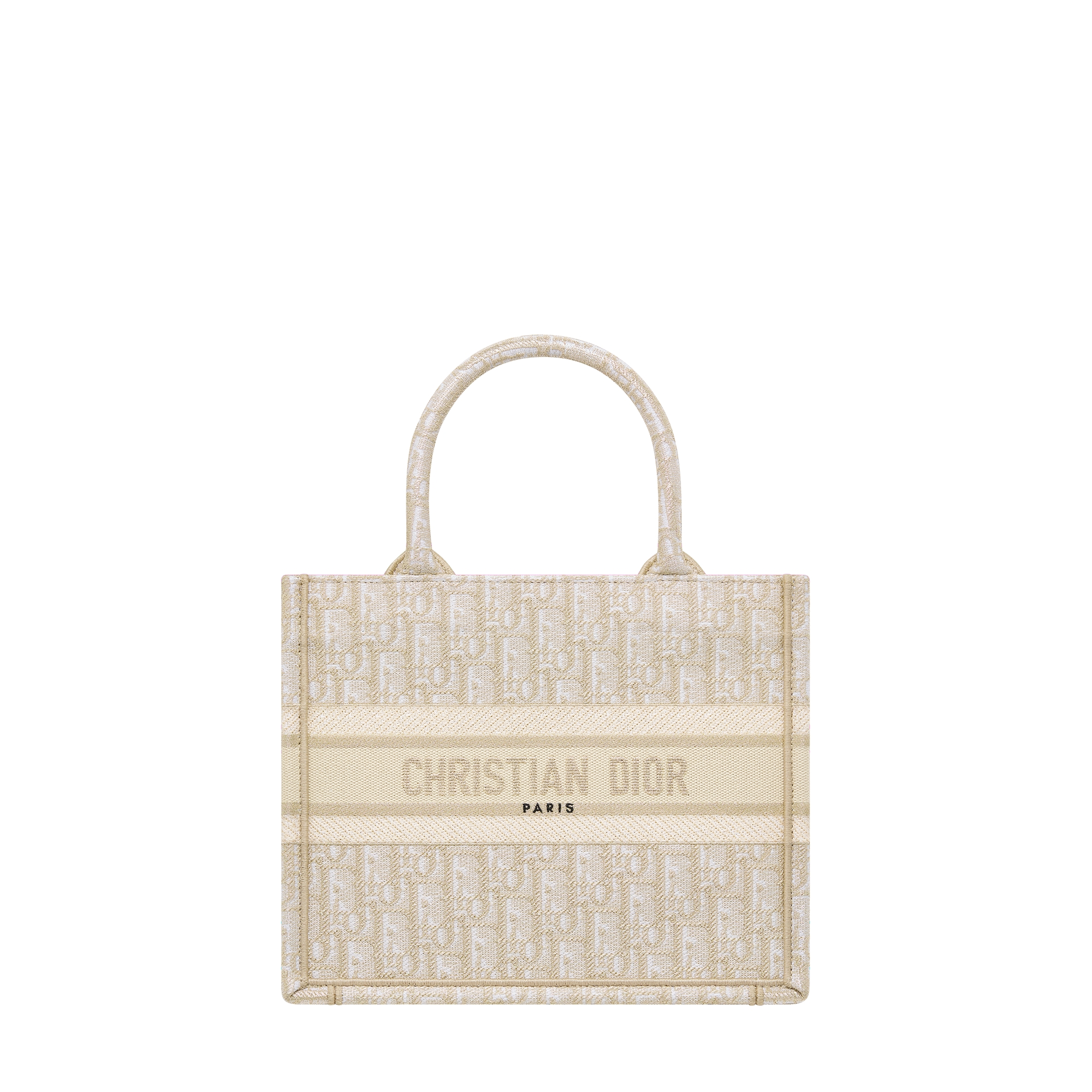 Small Dior Book Tote Gold-Tone Dior Oblique Embroidery (26.5 x 22 x 14 cm) E01