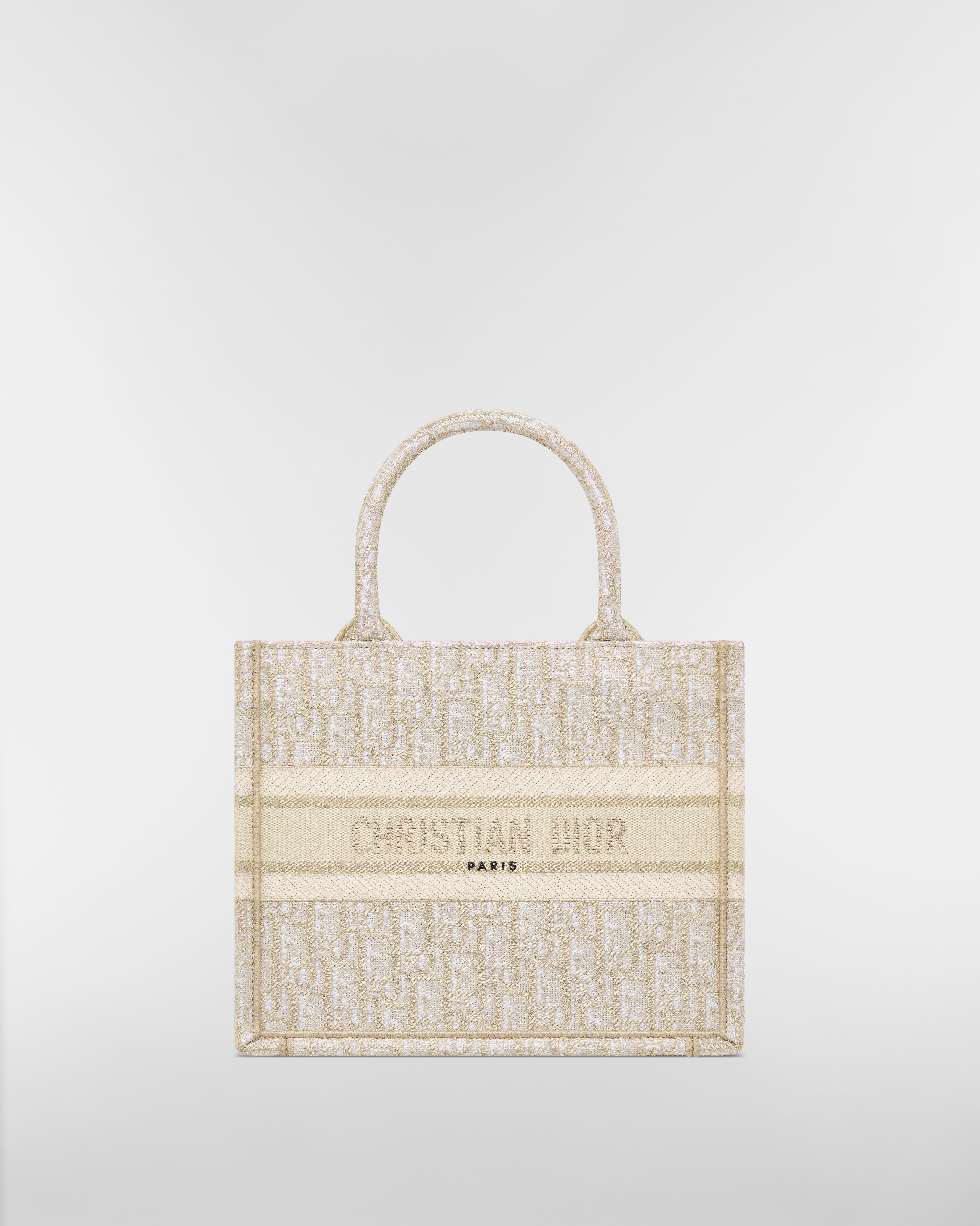 小碼 Dior Book Tote 金色色調 Dior Oblique 刺繡（26.5 x 22 x 14 厘米） E01