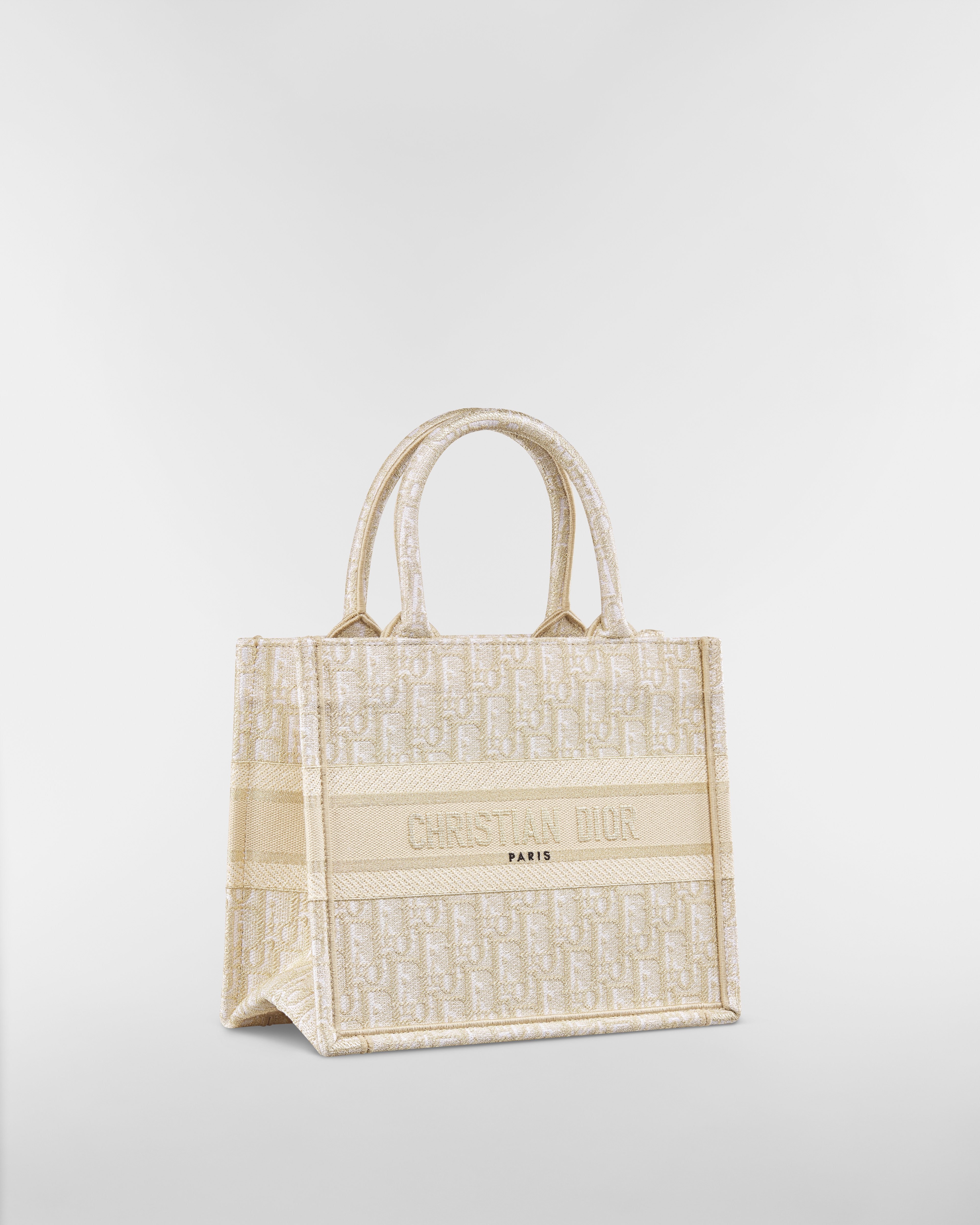 小碼 Dior Book Tote 金色色調 Dior Oblique 刺繡（26.5 x 22 x 14 厘米） E03