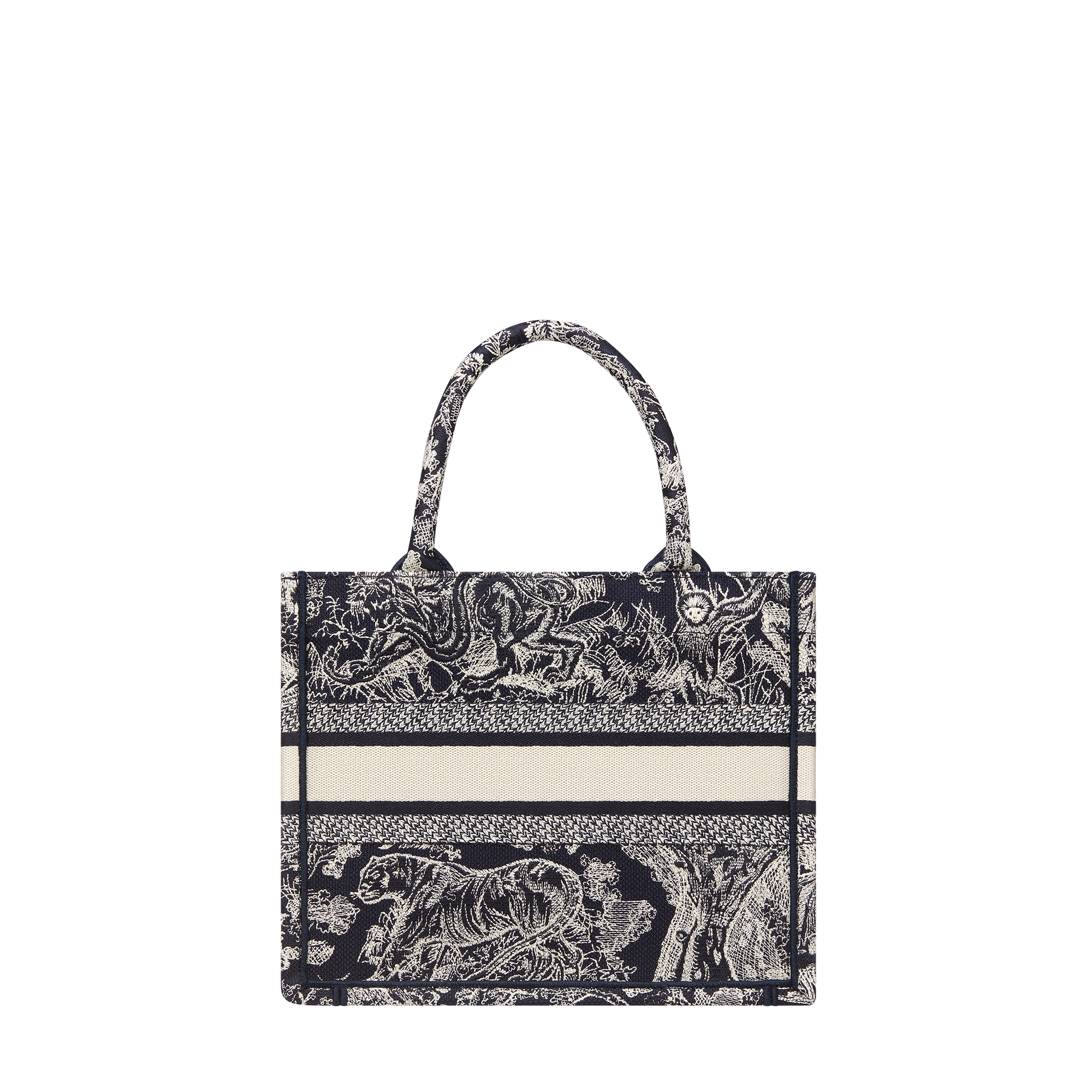 Small Dior Book Tote Blue and White Toile de Jouy Reverse Embroidery (26.5 x 22 x 14 cm) E08