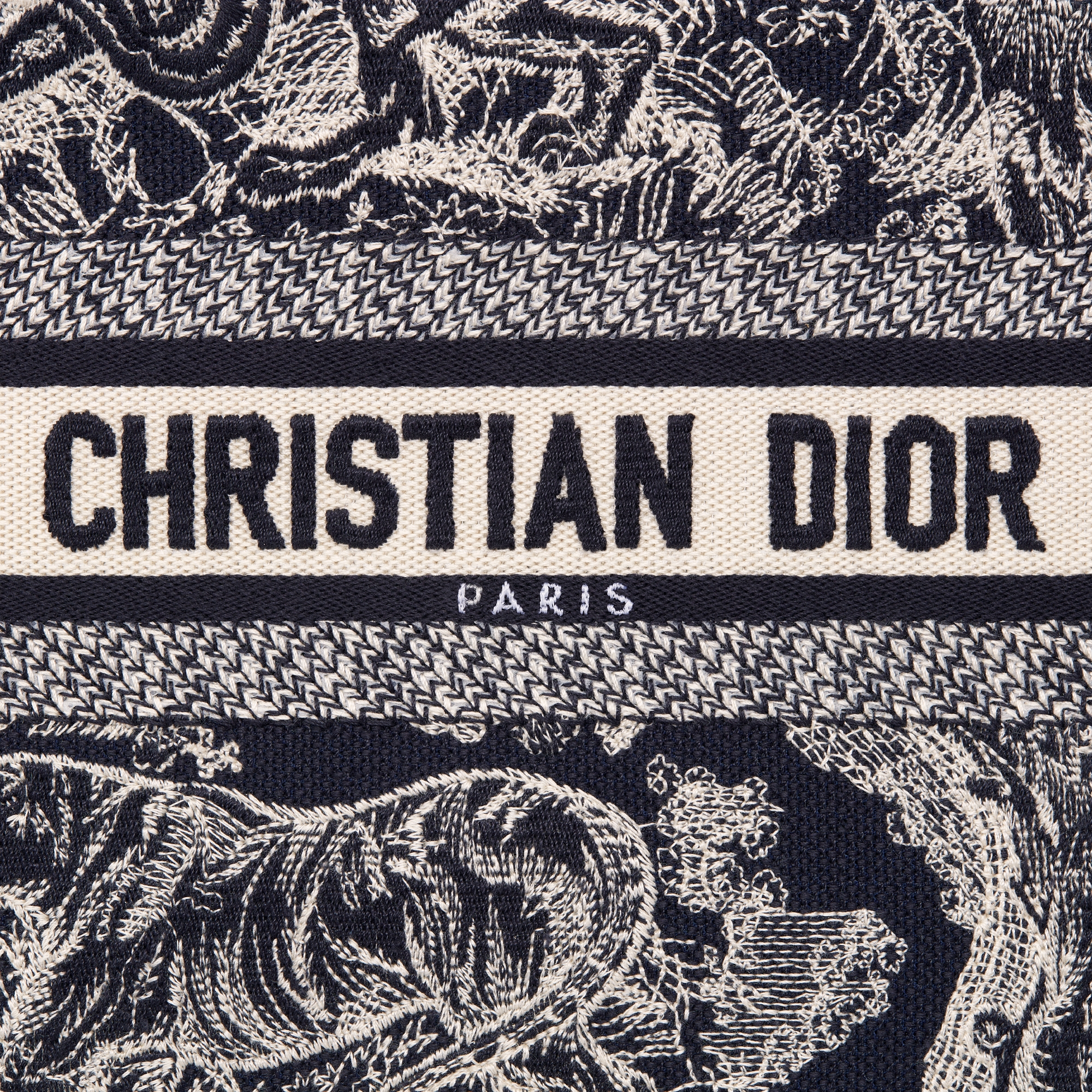 Small Dior Book Tote Blue and White Toile de Jouy Reverse Embroidery (26.5 x 22 x 14 cm) E09