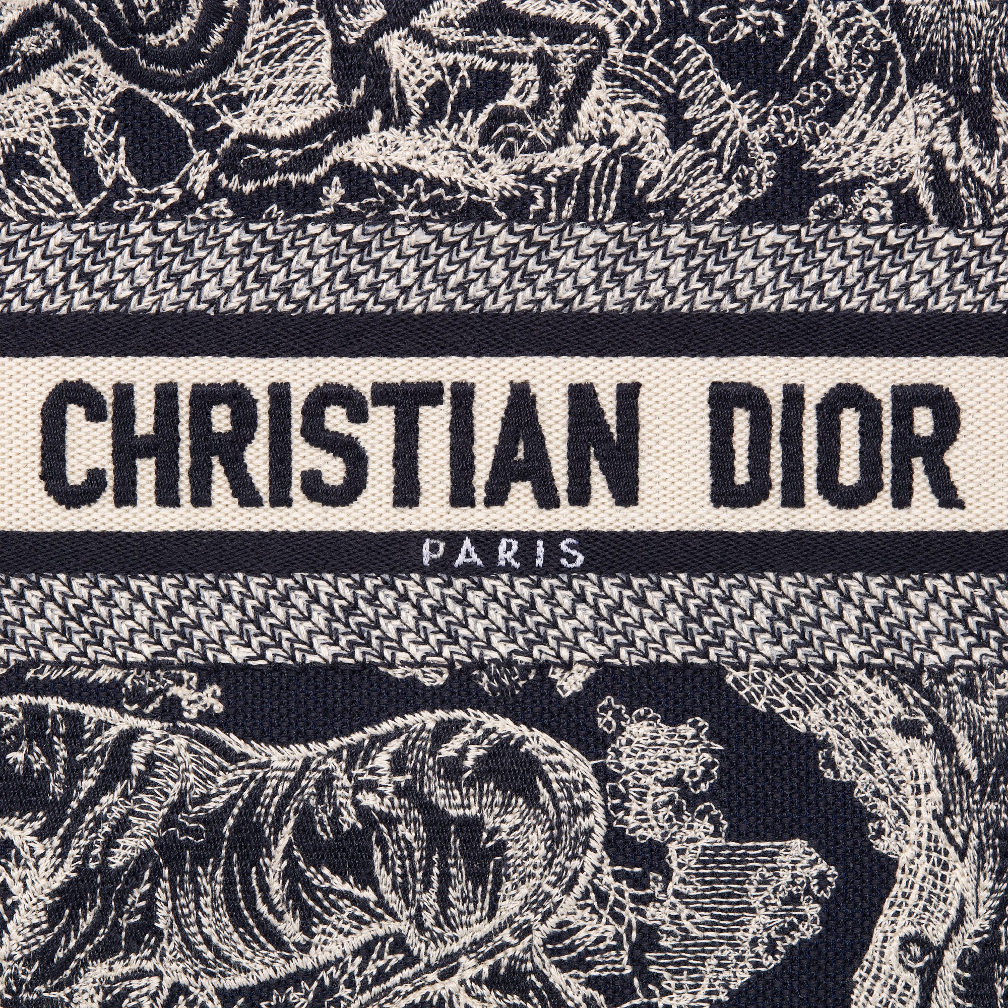 DIOR Small Dior Book Tote Blue And White Toile De Jouy Reverse Embroidery 26.5 X 21 X 14 Cm Women