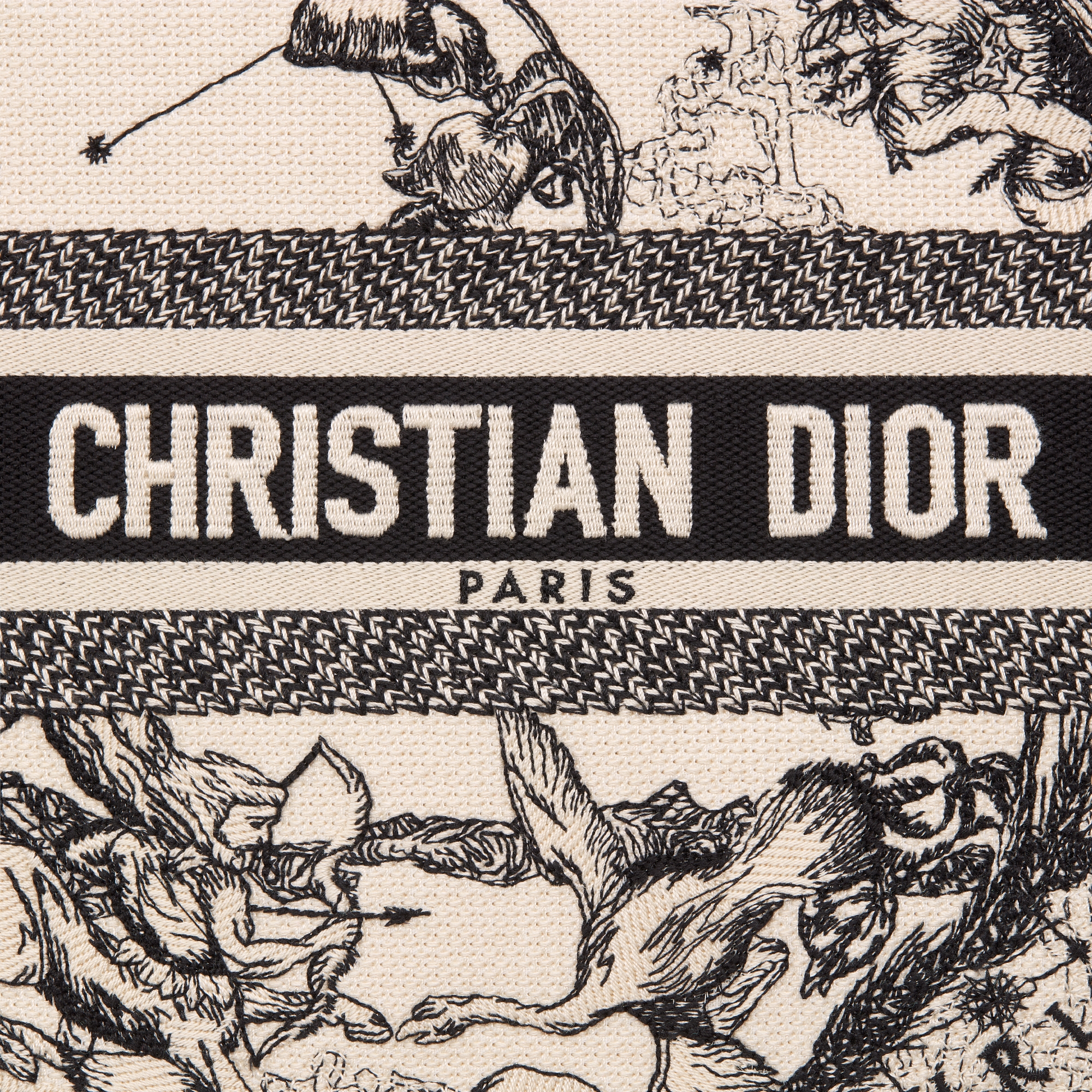 Small Dior Book Tote Latte and Black Toile de Jouy Zodiac Embroidery (26.5 x 22 x 14 cm) E09