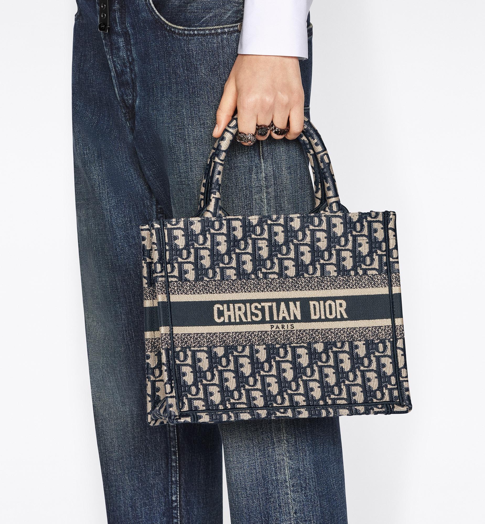 Small Dior Book Tote Latte and Black Toile de Jouy Zodiac Embroidery (26.5 x 22 x 14 cm) E12