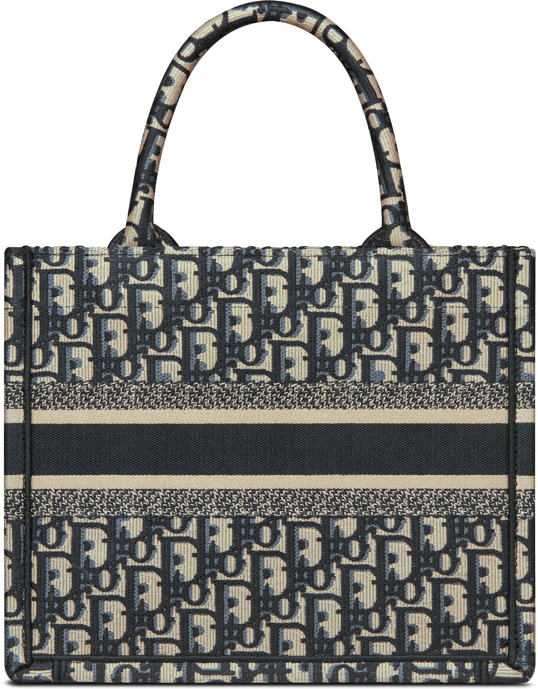 Small Dior Book Tote Ecru and Blue Dior Oblique Embroidery 26.5 x 22 x 14 cm DIOR
