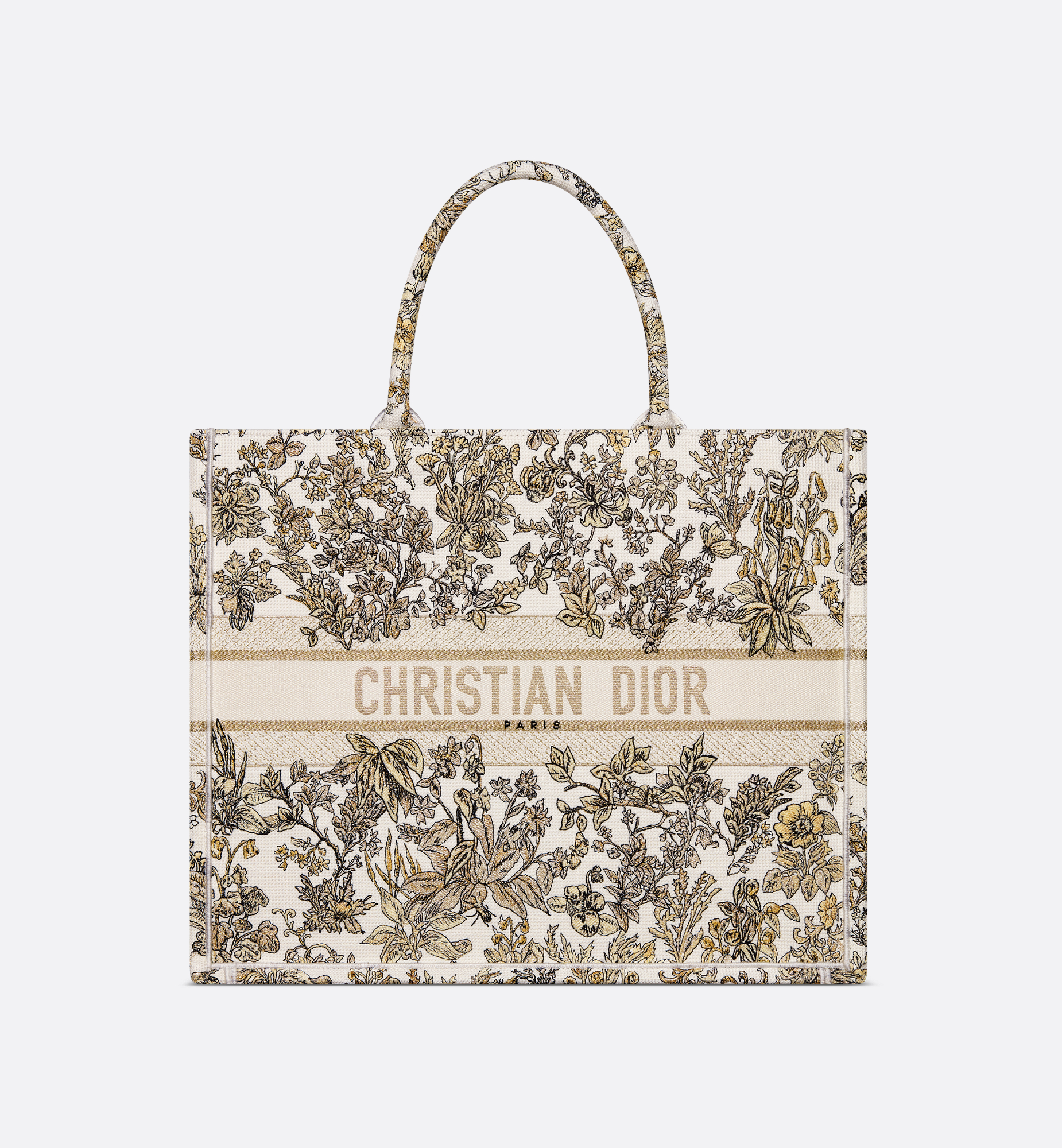 Large Dior Book Tote Latte Embroidery with Gold-Tone Large Dior Book Tote Latte Embroidery with Gold-Tone