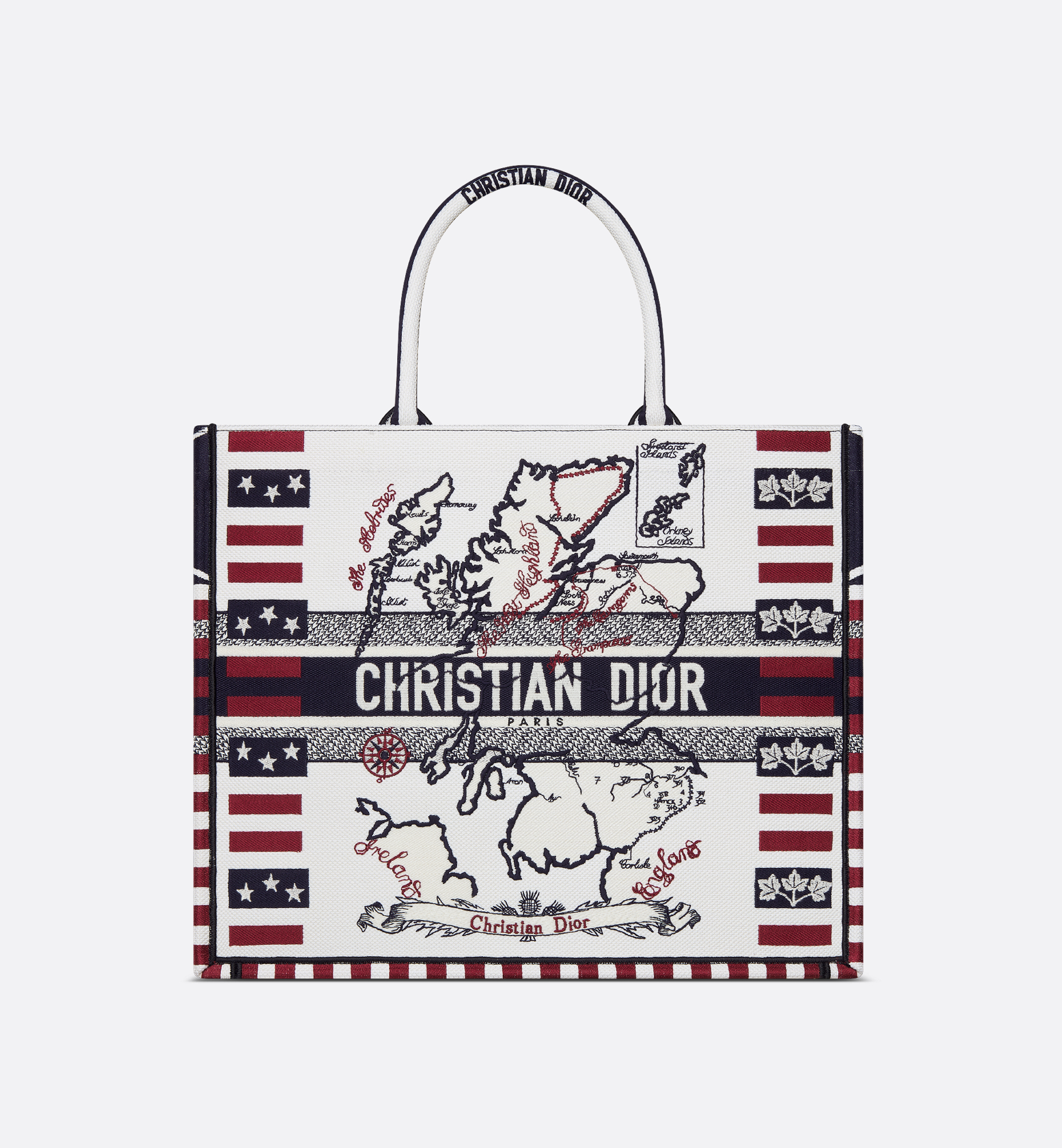 Large Dior Book Tote Multicolor Dior Scotland Map Embroidery Large Dior Book Tote Multicolor Dior Scotland Map Embroidery