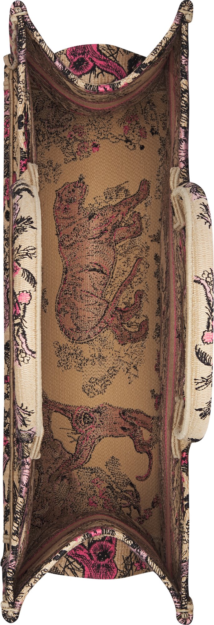 Large Dioriviera Dior Book Tote Raffia with Candy Pink Toile de Jouy Sauvage Embroidery 42 x 35 x 18.5 cm DIOR