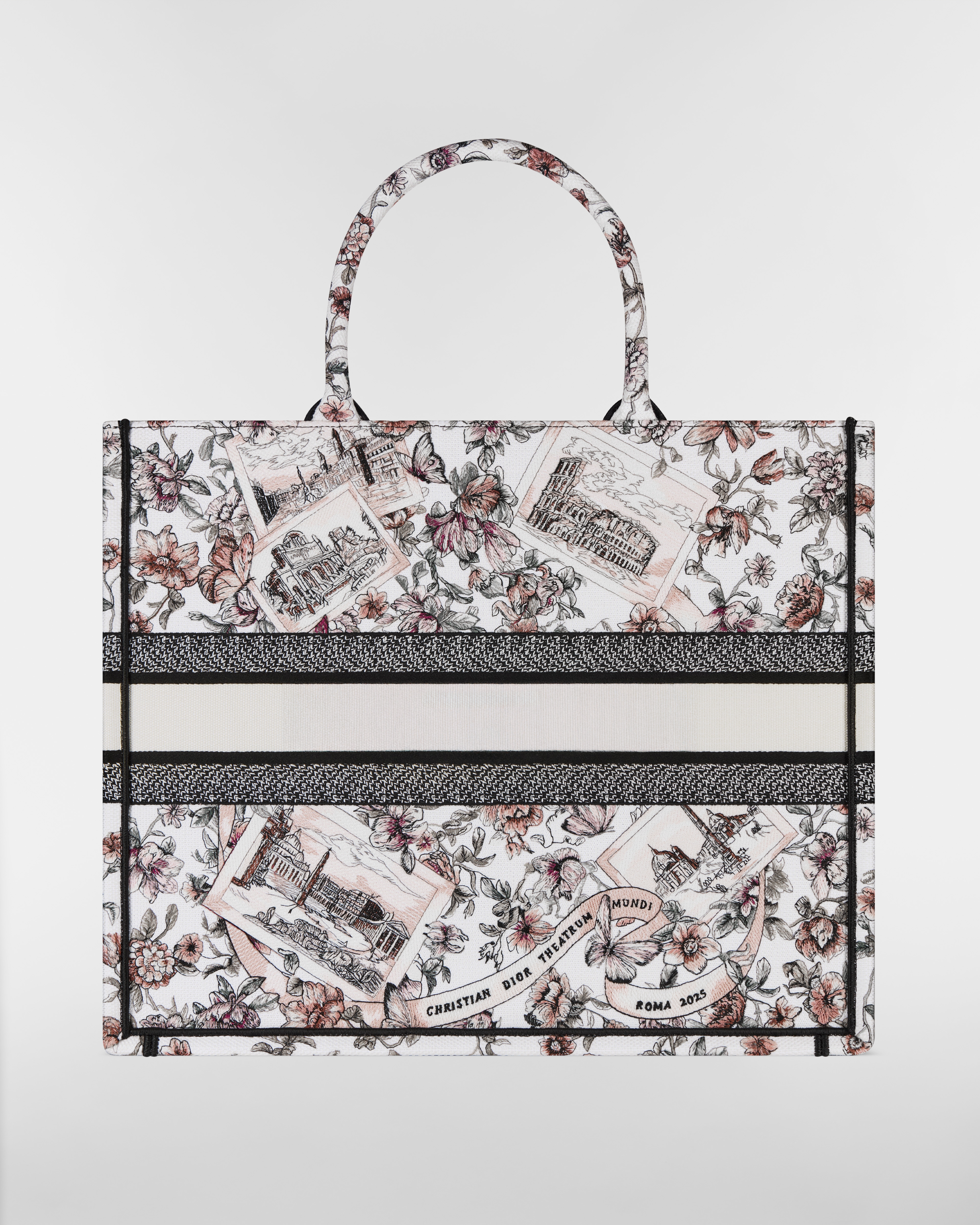 大碼 Dior Book Tote 粉紅色 Souvenir de Rome 刺繡（42 x 35 x 18.5 厘米） E08