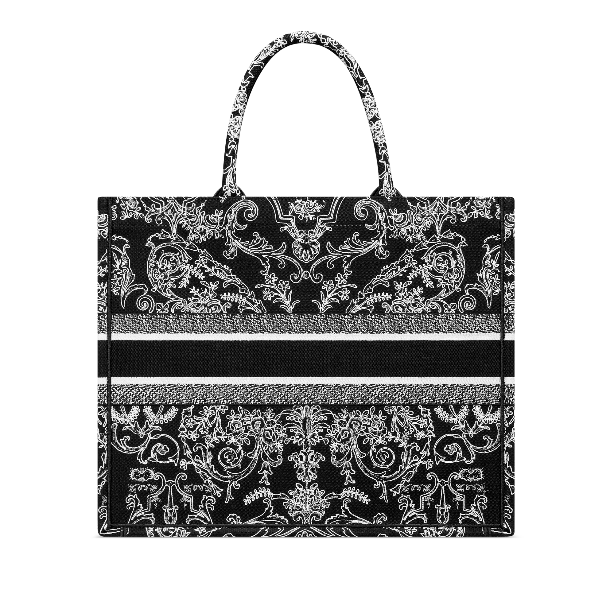 Large Dior Book Tote Black Multicolor Dioresque Butterfly Cornely Embroidery (42 x 35 x 18.5 cm) E08