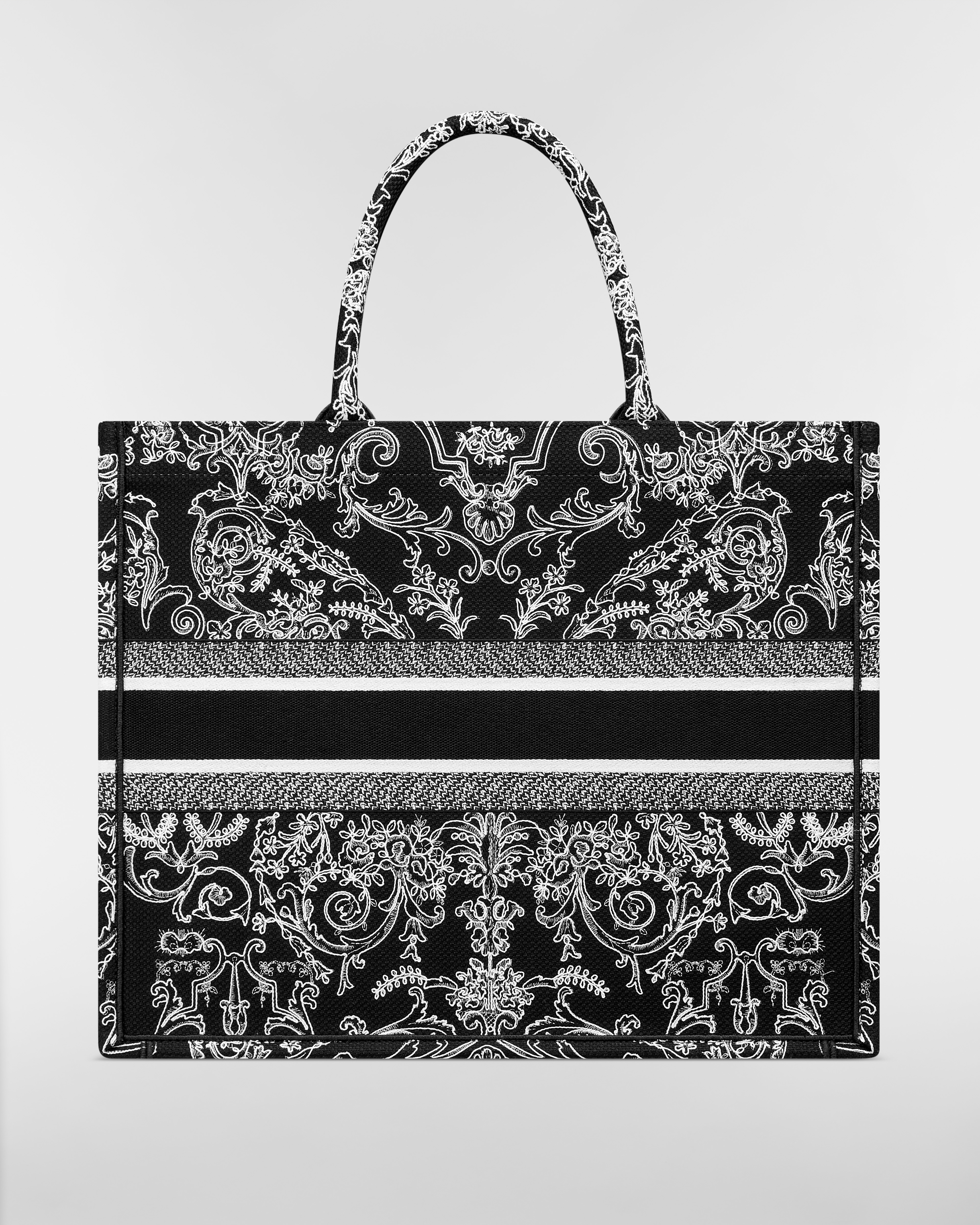 Bolsa Dior Book Tote grande Bordado Dioresque Butterfly com efeito cornely multicolorido em fundo preto (42 x 35 x 18,5 cm) E08