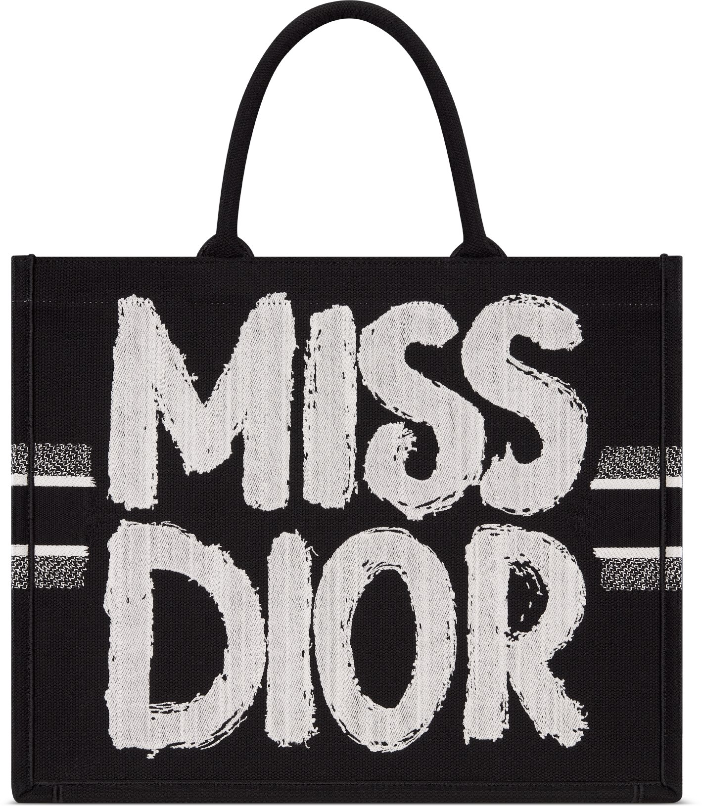 Large Dior Book Tote Black and White Miss Dior Graffiti Embroidery 42 x 35 x 18.5 cm DIOR
