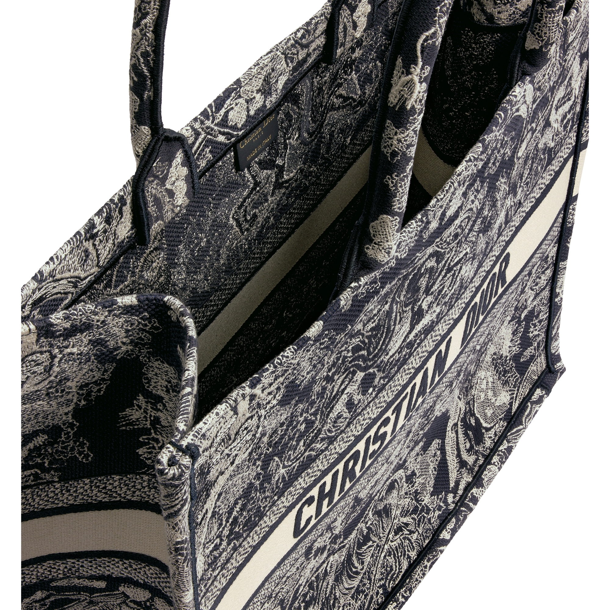 Large Dior Book Tote Blue and Ecru Toile de Jouy Reverse Embroidery (42 x 35 x 18.5 cm) E06