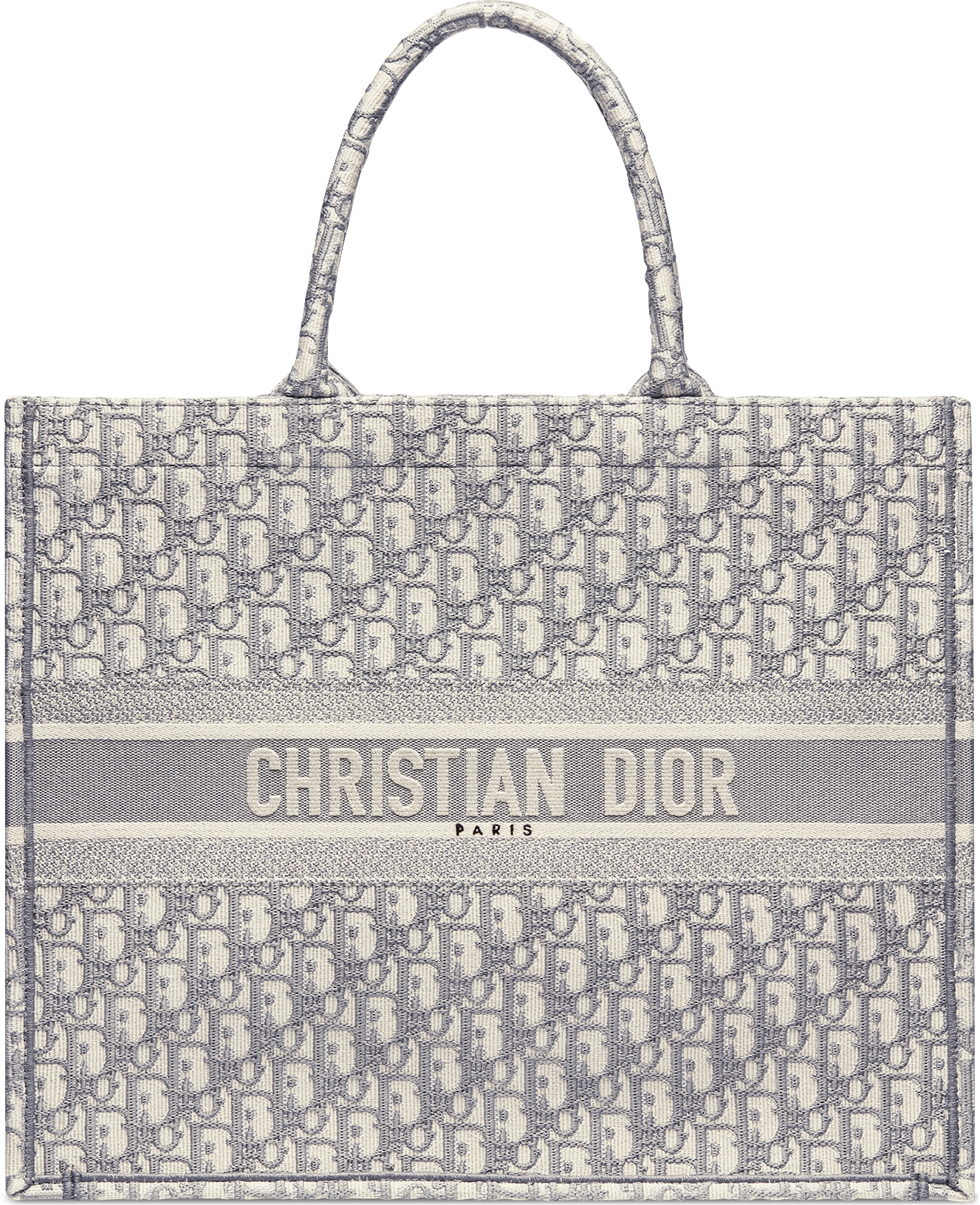 Large Dior Book Tote Ecru and Blue Dior Oblique Embroidery 42 x 35 x 18.5 cm DIOR