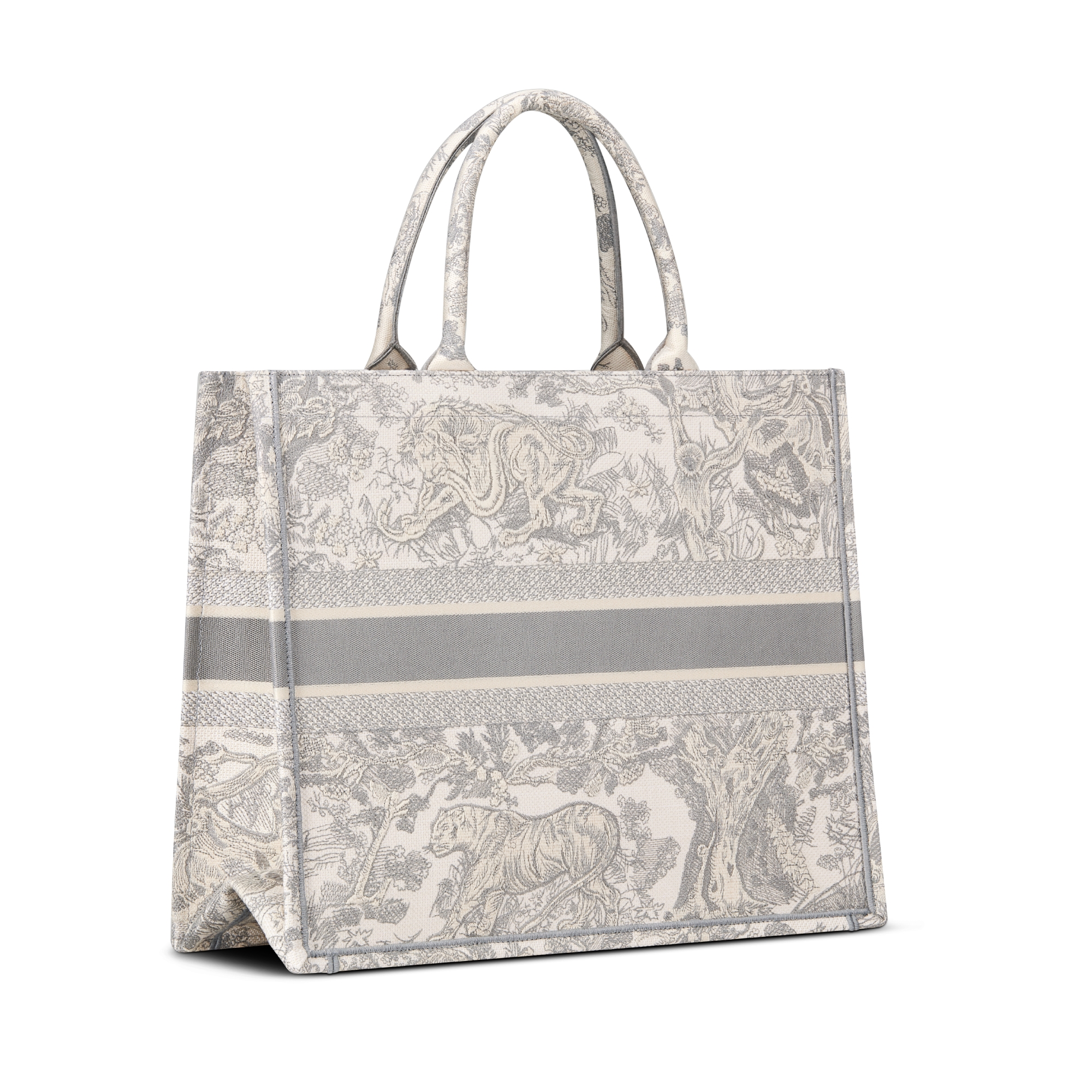 Large Dior Book Tote Ecru and Gray Toile de Jouy Embroidery