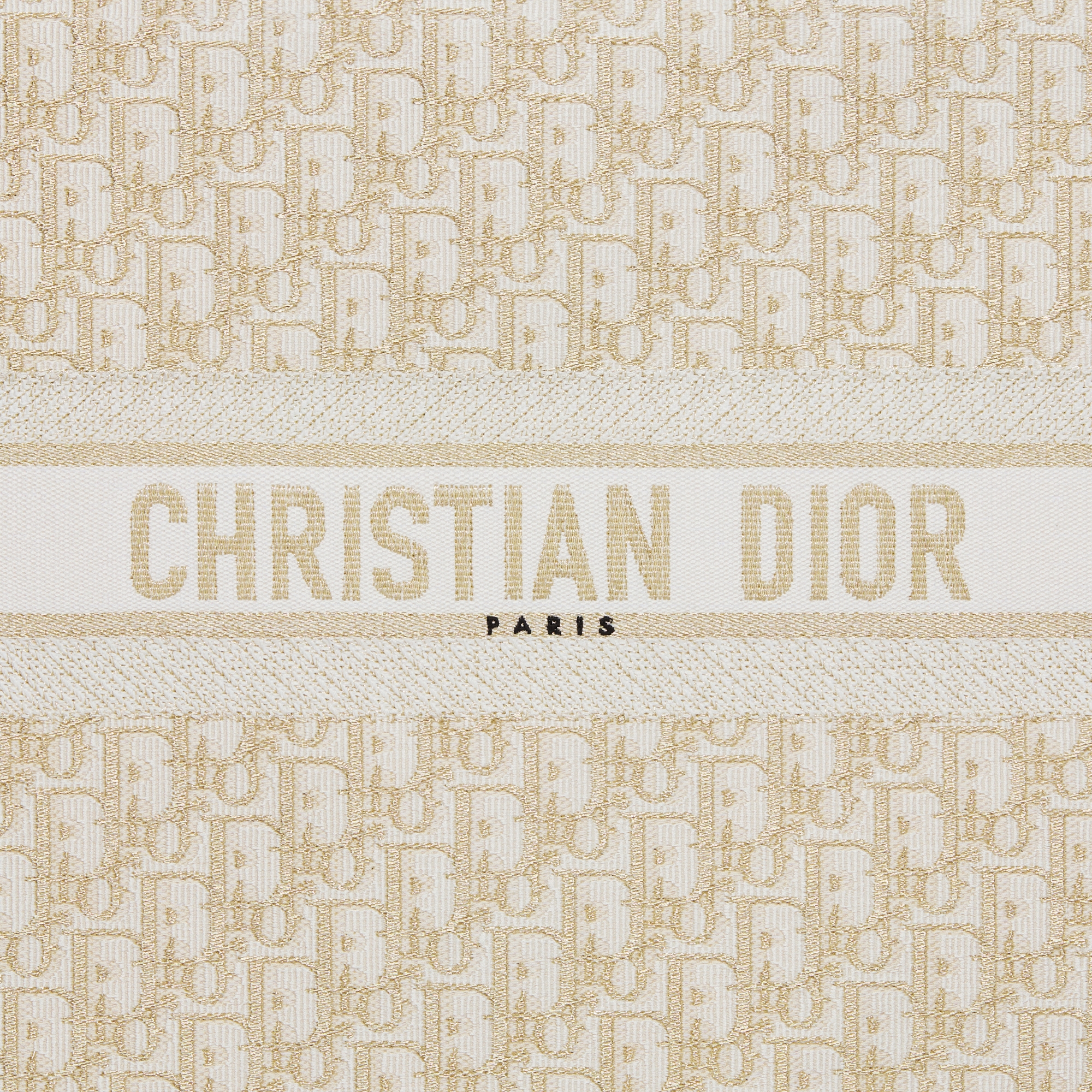 Sac Dior Book Tote Large Broderie Dior Oblique blanc et doré (42 x 35 x 18,5 cm) E09