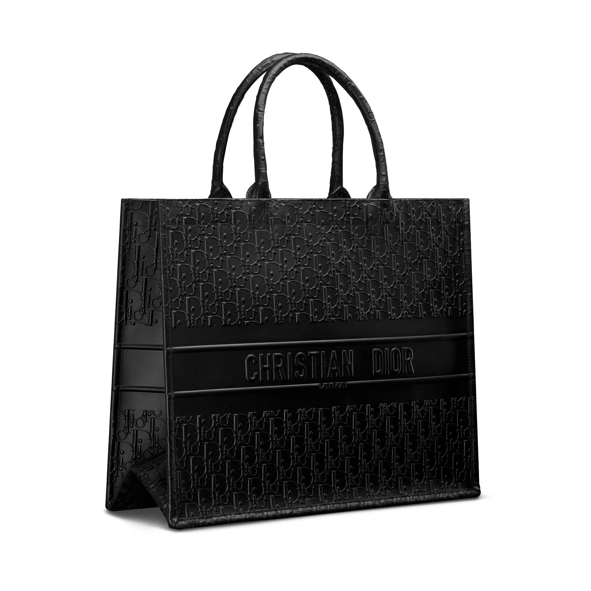 Bolsa Dior Book Tote grande Couro de vitelo Dior Oblique em relevo preto (42 x 35 x 18,5 cm) E03
