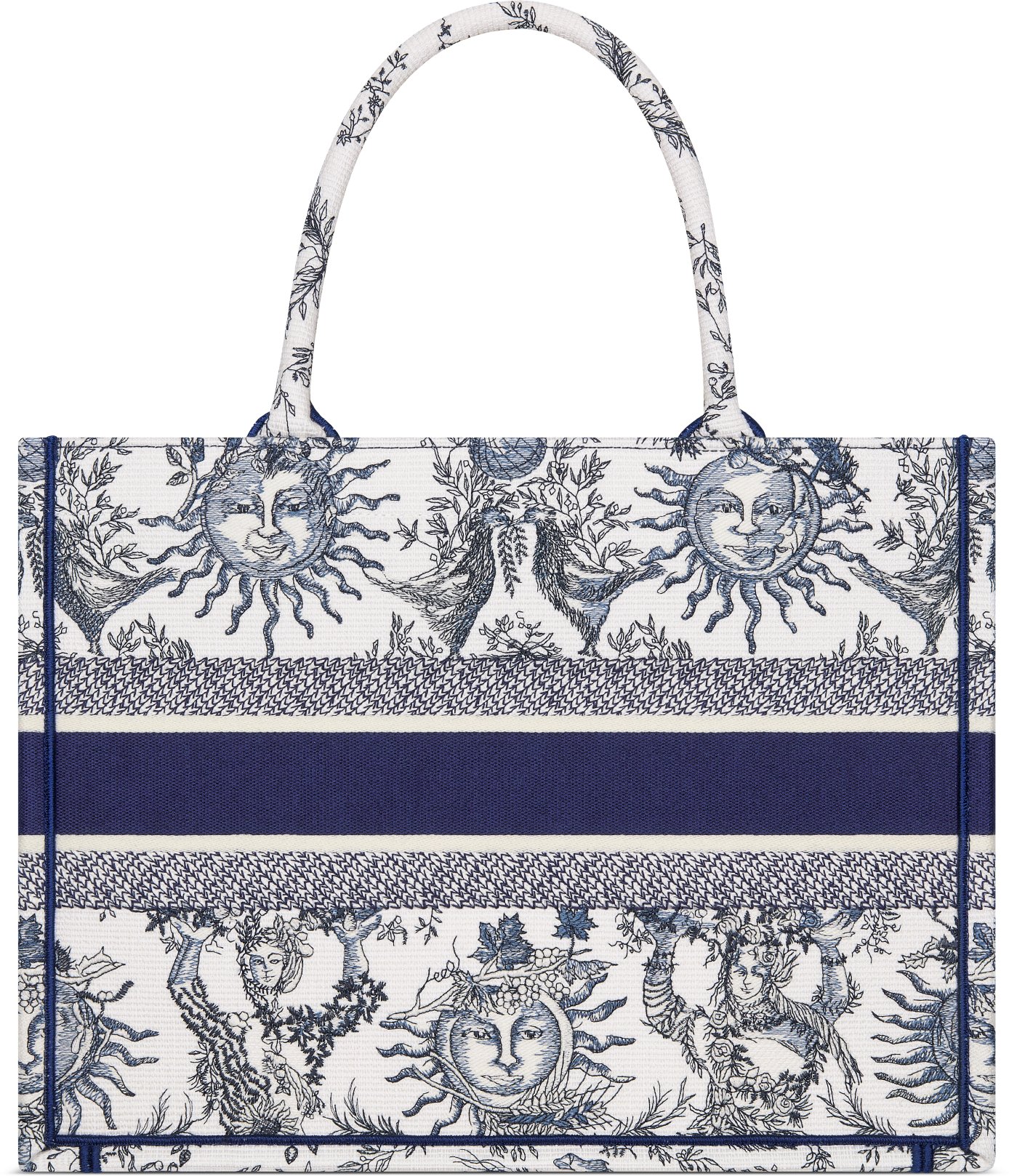 Medium Dior Book Tote White and Navy Blue Toile de Jouy Soleil Embroidery 36 x 27.5 x 16.5 cm DIOR