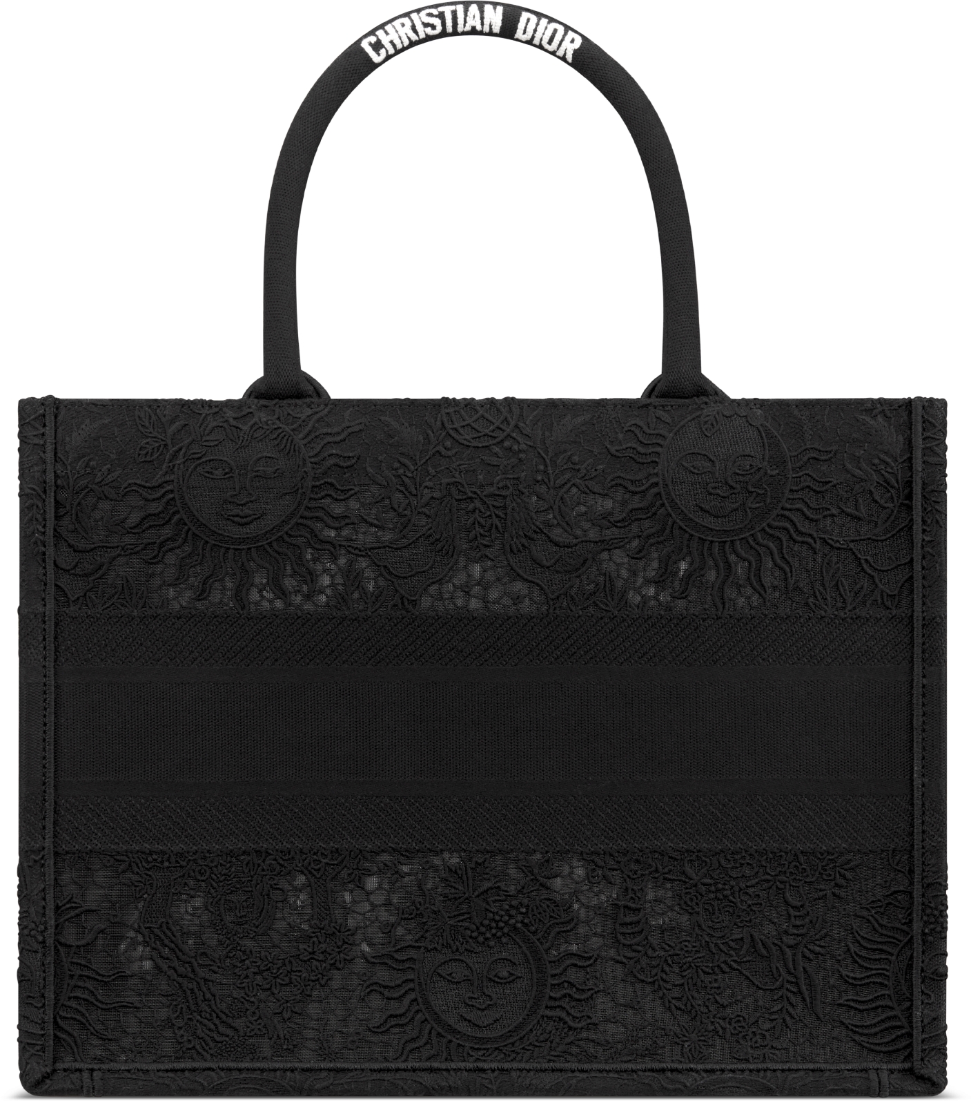 DIOR Medium Dior Book Tote Black Toile De Jouy Soleil Macrame Embroidery 36 X 27.5 X 16.5 Cm Women