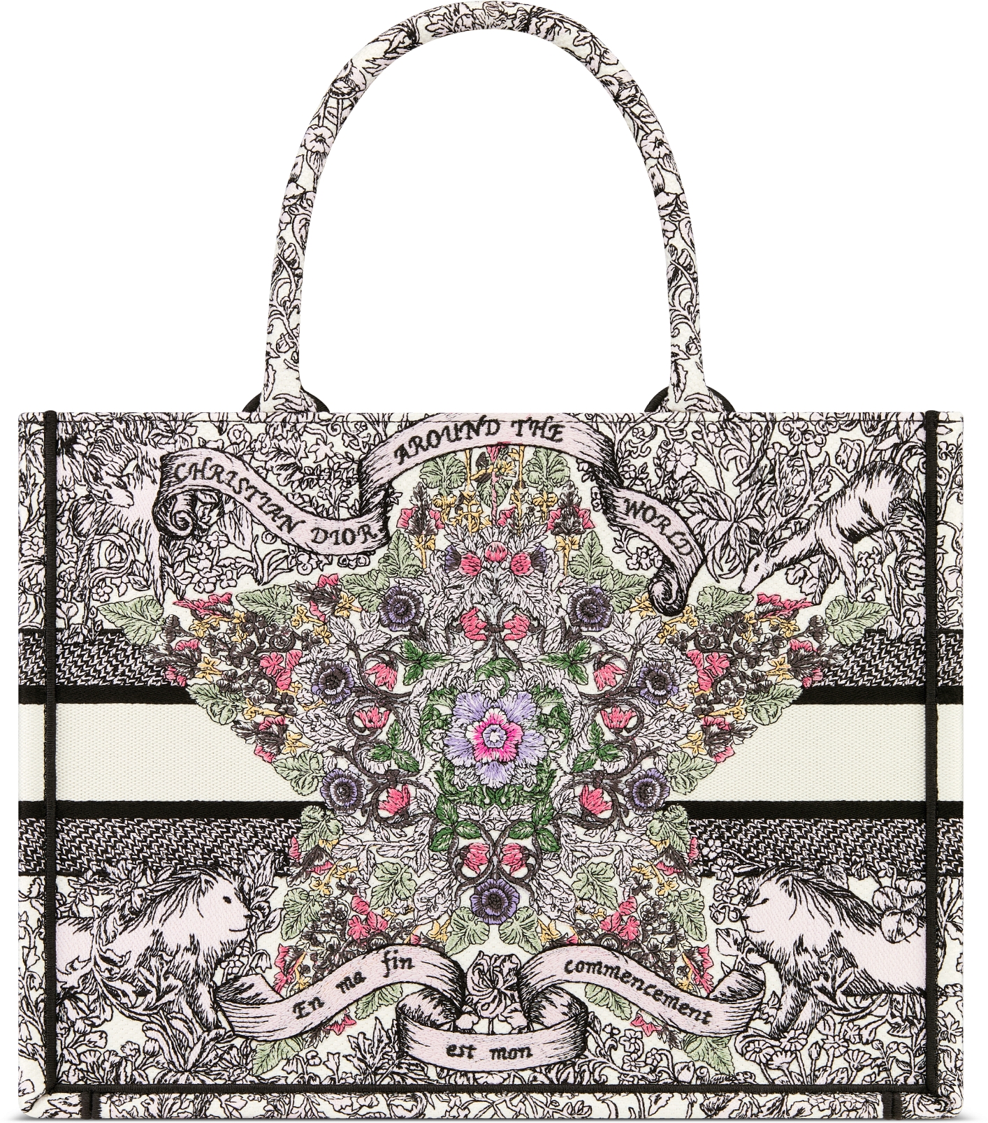 Medium Dior Book Tote Latte Embroidery with Multicolor Dior Around the  World Motif (36 x 27.5 x 16.5 cm) | DIOR