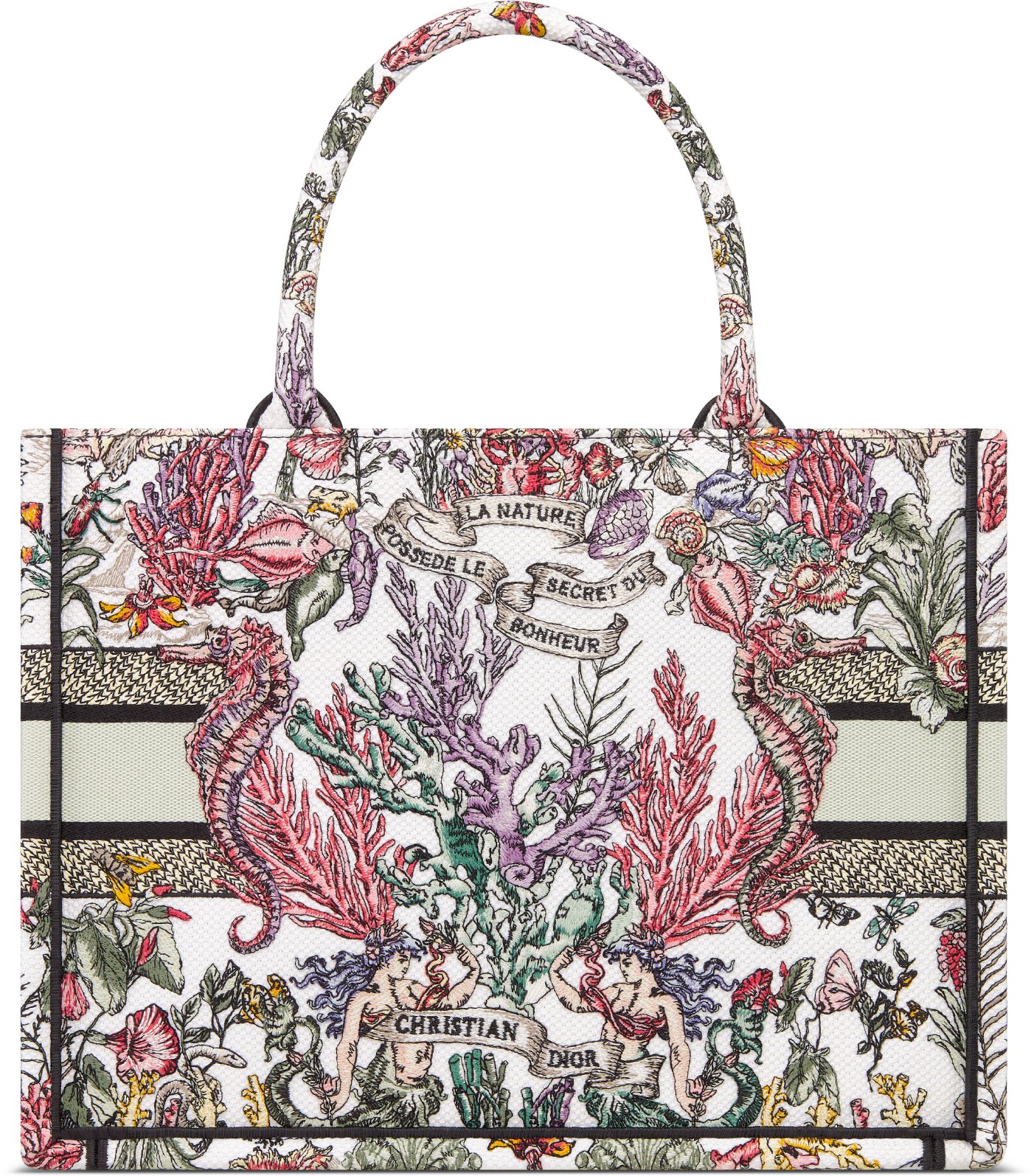 DIOR Medium Dior Book Tote Latte Embroidery With Multicolor Dior Cabinet De La Mer Motif 36 X 27.5 X 16.5 Cm Women
