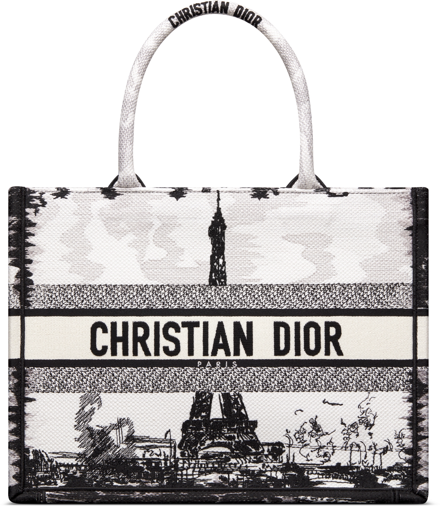 DIOR Medium Dior Book Tote White And Black Paris Embroidery 36 X 27.5 X 16.5 Cm Women