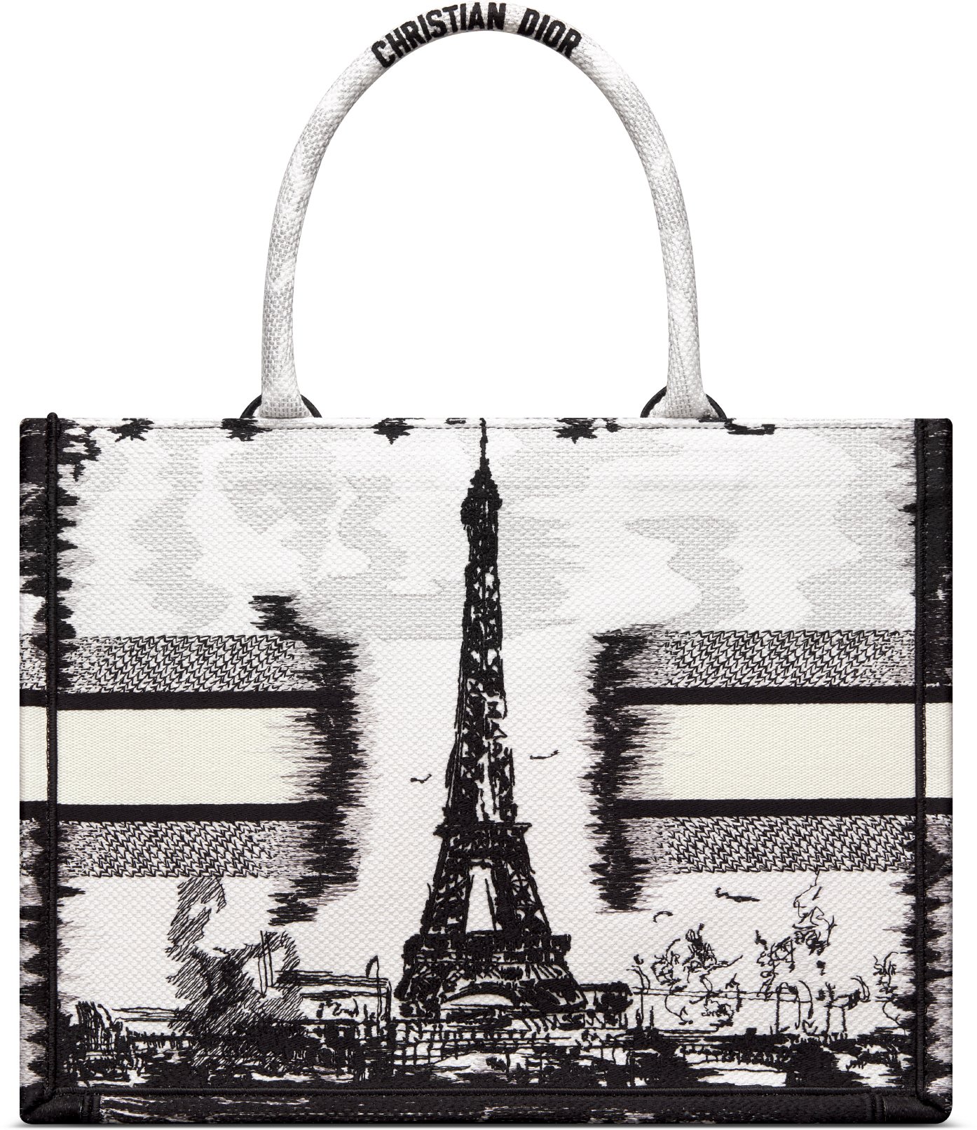 Medium Dior Book Tote White and Black Paris Embroidery 36 x 27.5 x 16.5 cm DIOR
