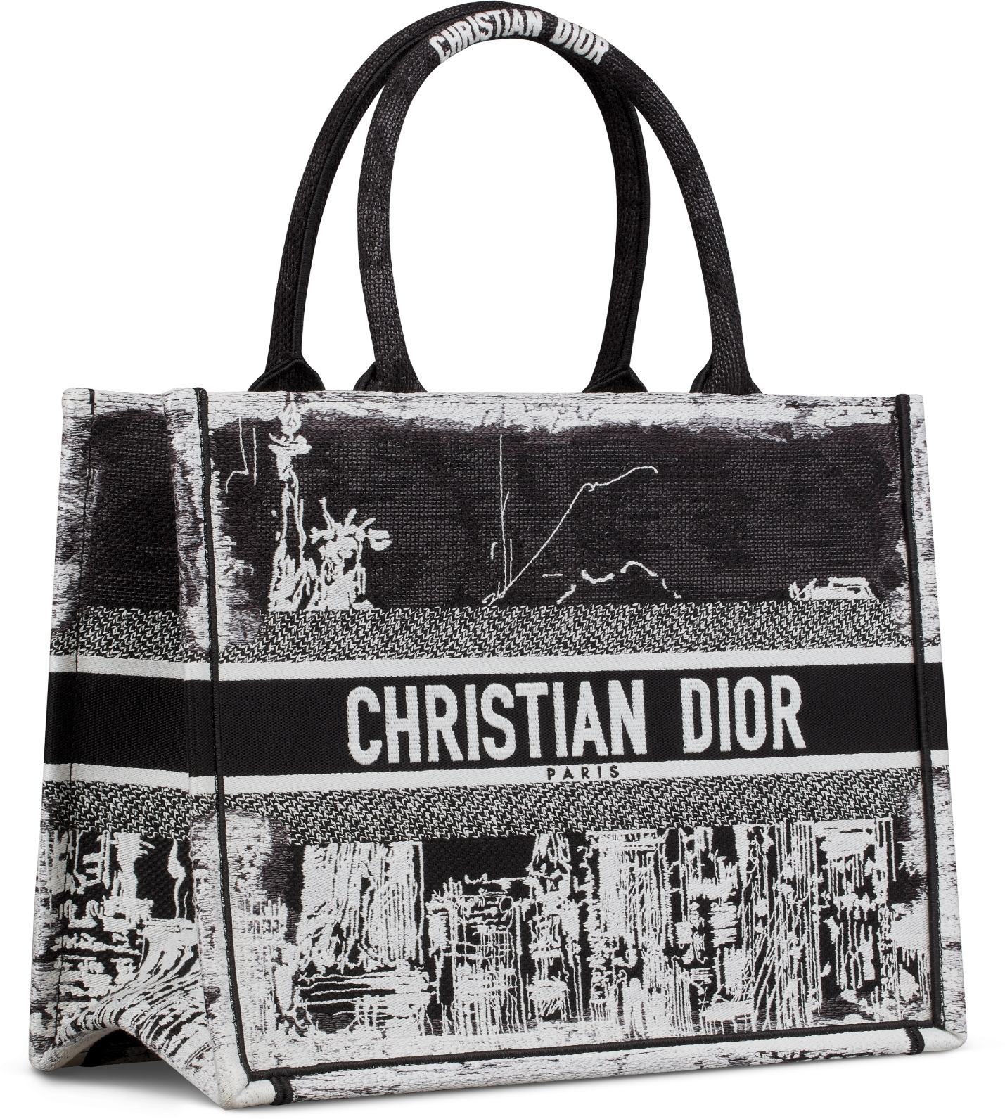 DIOR Medium Dior Book Tote White And Black New York Embroidery 36 X 27.5 X 16.5 Cm Women
