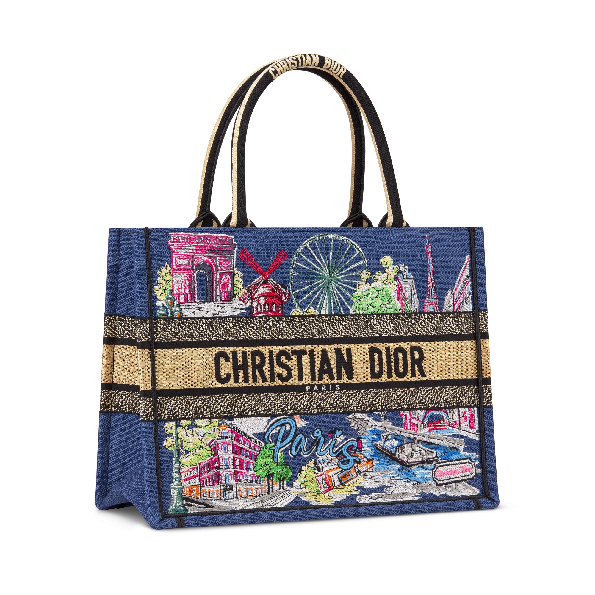 Dior Souvenir Medium Dior Book Tote Natural Raffia and Multicolor