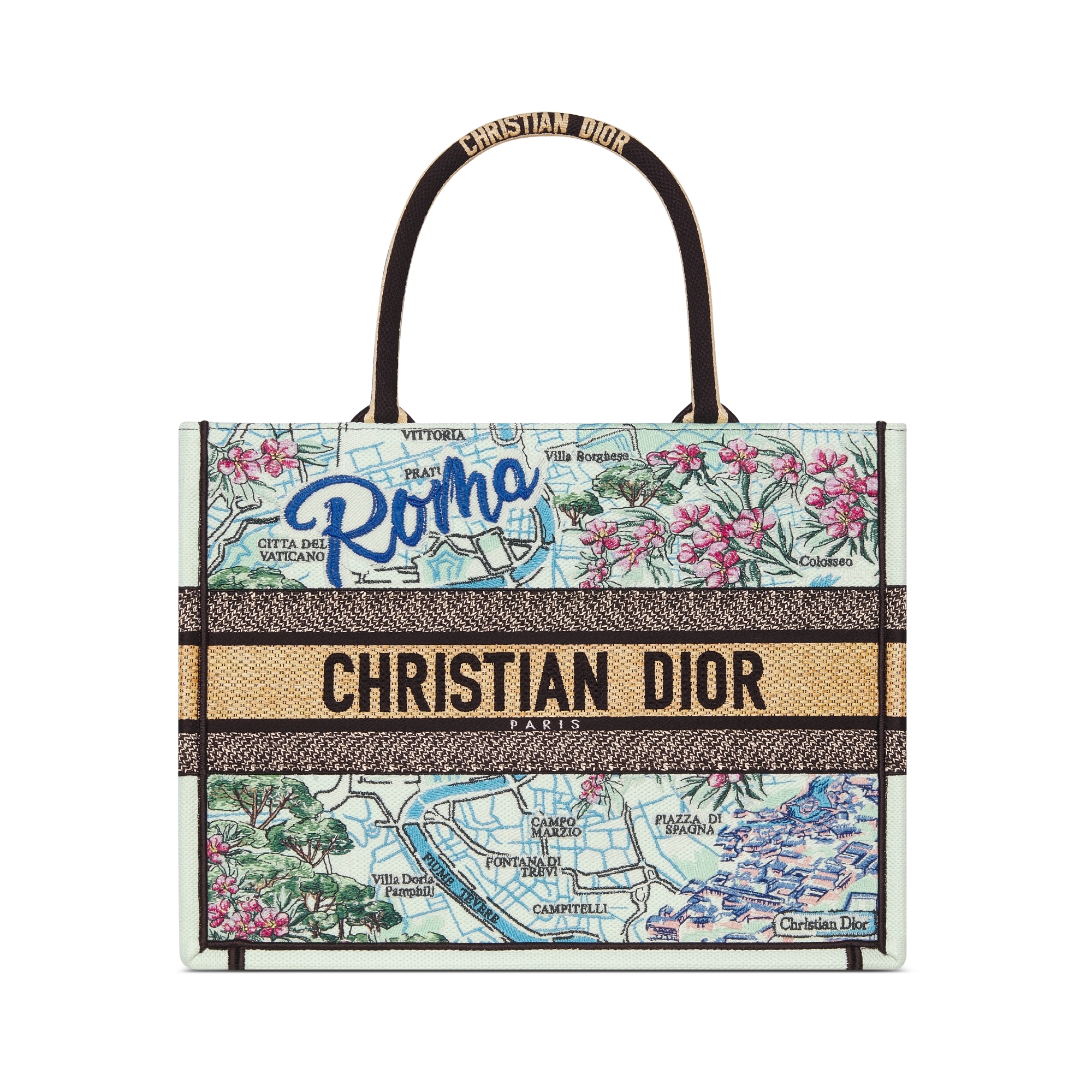 Dior Souvenir Medium Dior Book Tote Natural Raffia and Multicolor