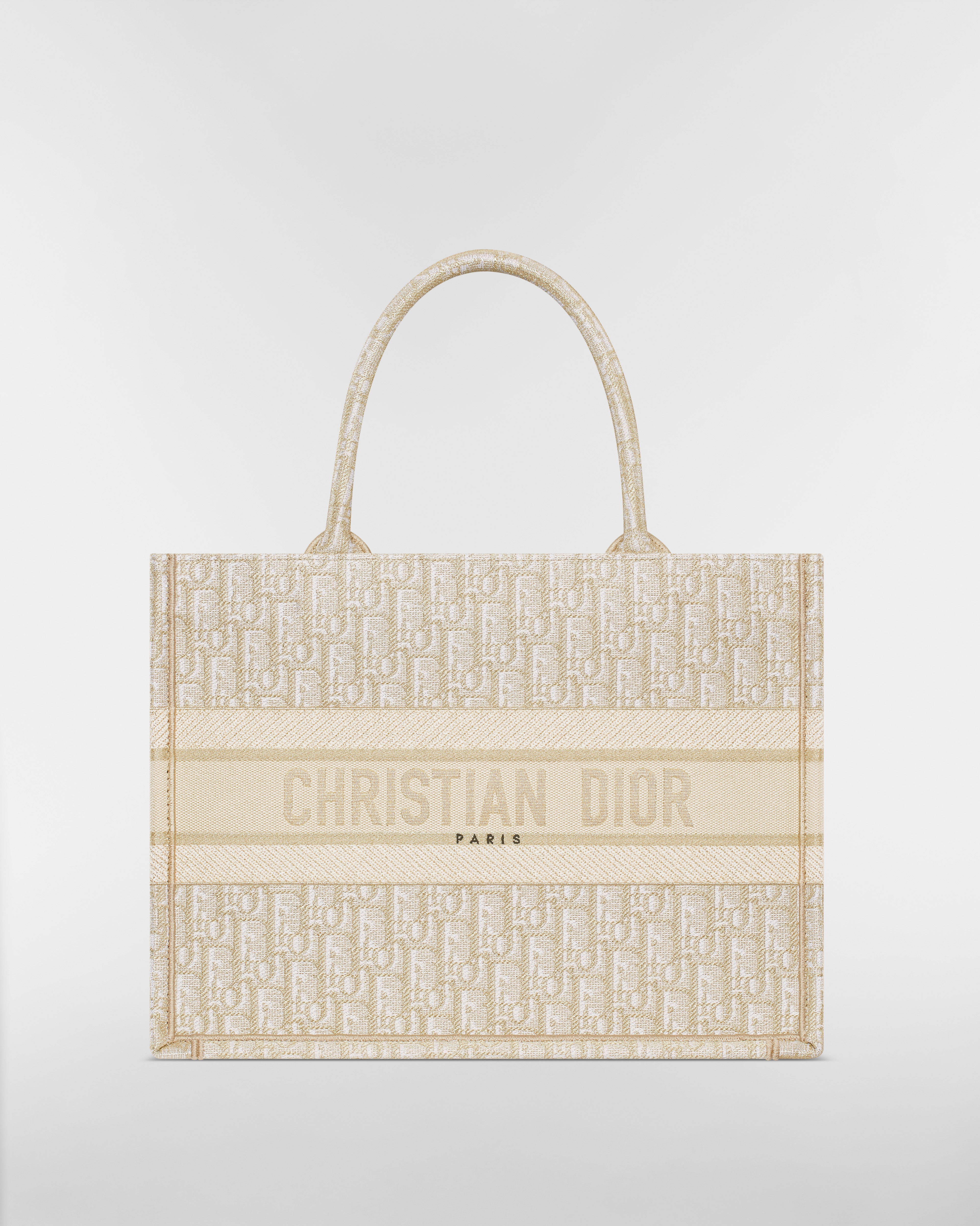 中碼 Dior Book Tote 金色色調 Dior Oblique 刺繡（36 x 27.5 x 16.5 厘米） E01