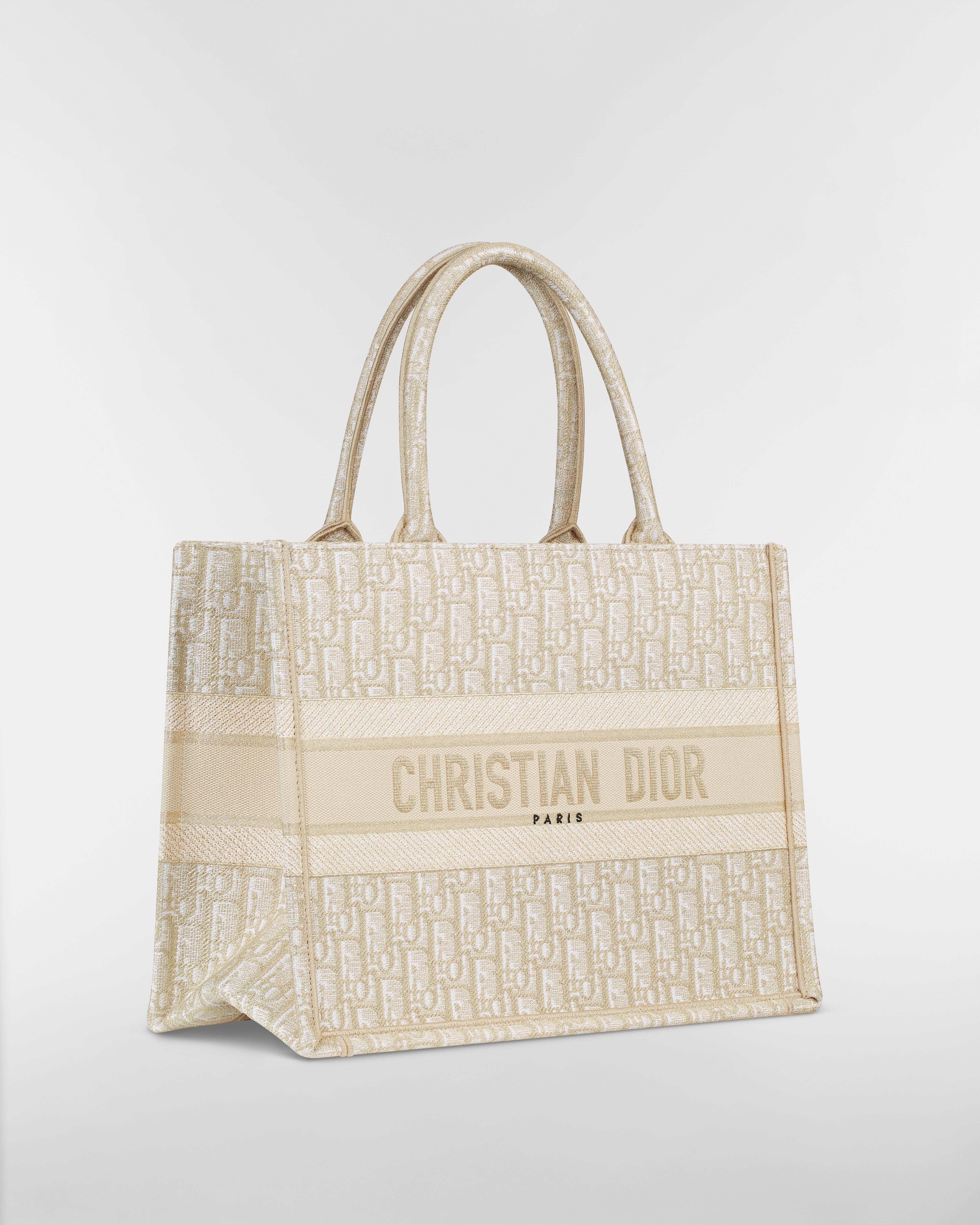 中碼 Dior Book Tote 金色色調 Dior Oblique 刺繡（36 x 27.5 x 16.5 厘米） E03