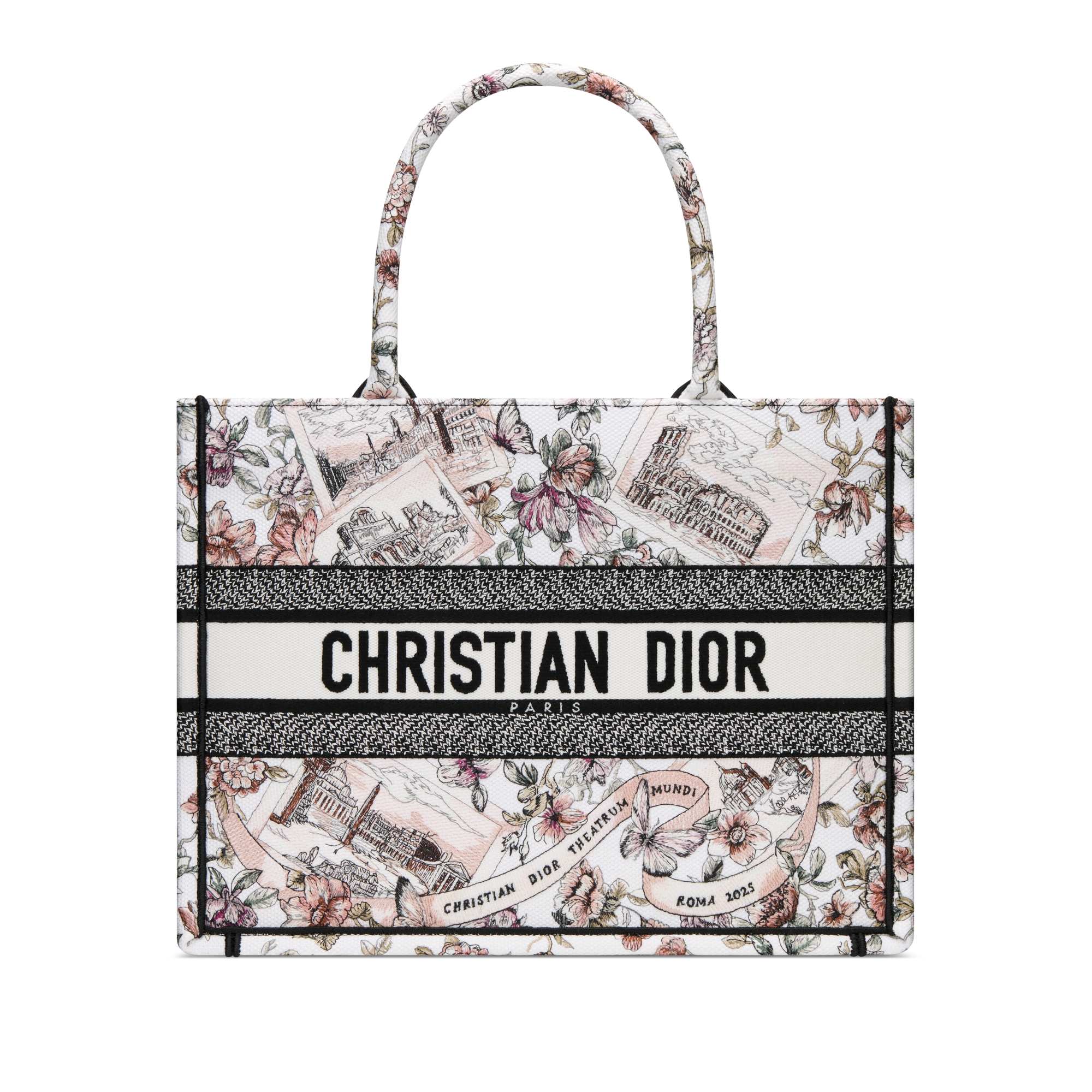 【日本限定】Dior Book Tote バッグ ミディアム Souvenir de Rome エンブロイダリー (36 x 27.5 x 16.5 cm) E01