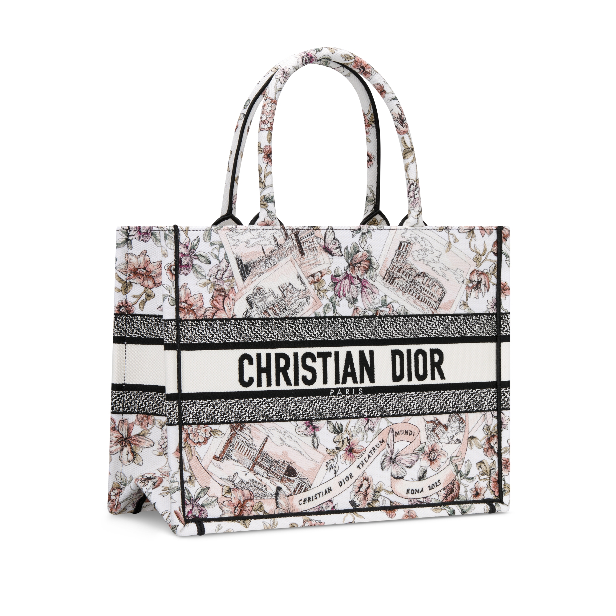 【日本限定】Dior Book Tote バッグ ミディアム Souvenir de Rome エンブロイダリー (36 x 27.5 x 16.5 cm) E03