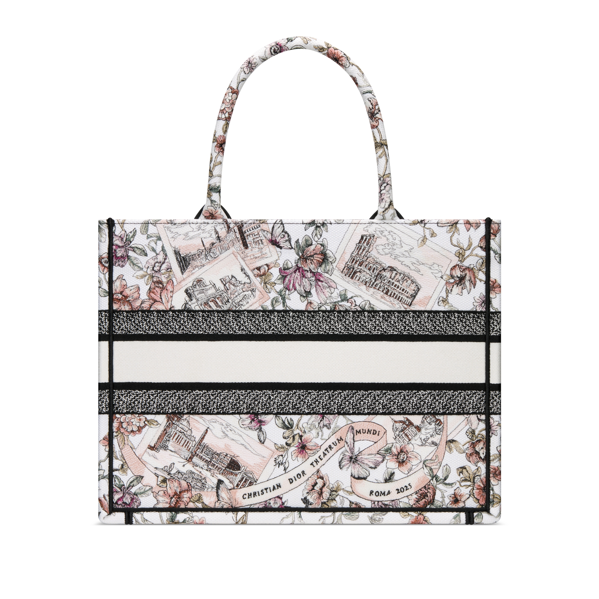 【日本限定】Dior Book Tote バッグ ミディアム Souvenir de Rome エンブロイダリー (36 x 27.5 x 16.5 cm) E08