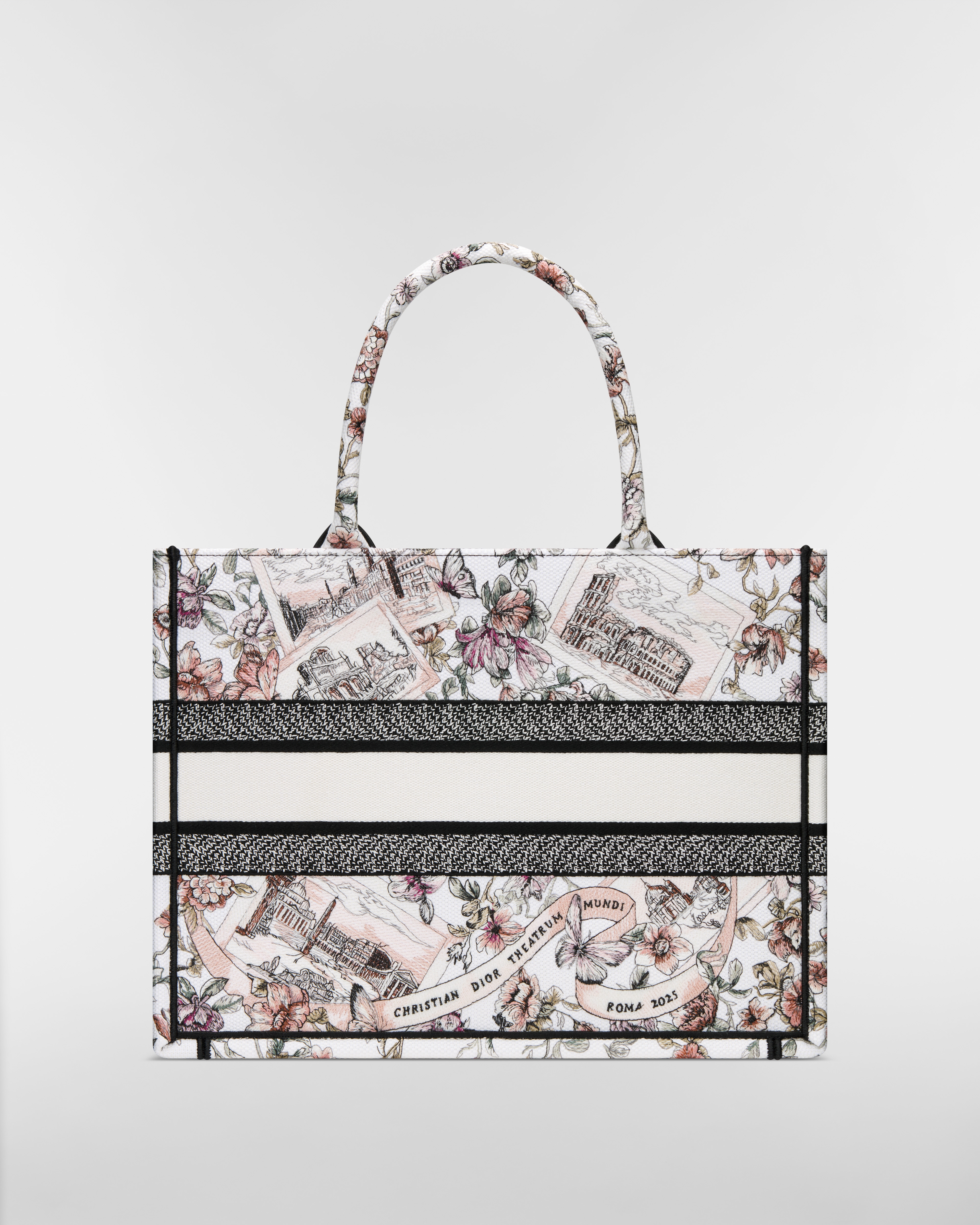 【日本限定】Dior Book Tote バッグ ミディアム Souvenir de Rome エンブロイダリー (36 x 27.5 x 16.5 cm) E08
