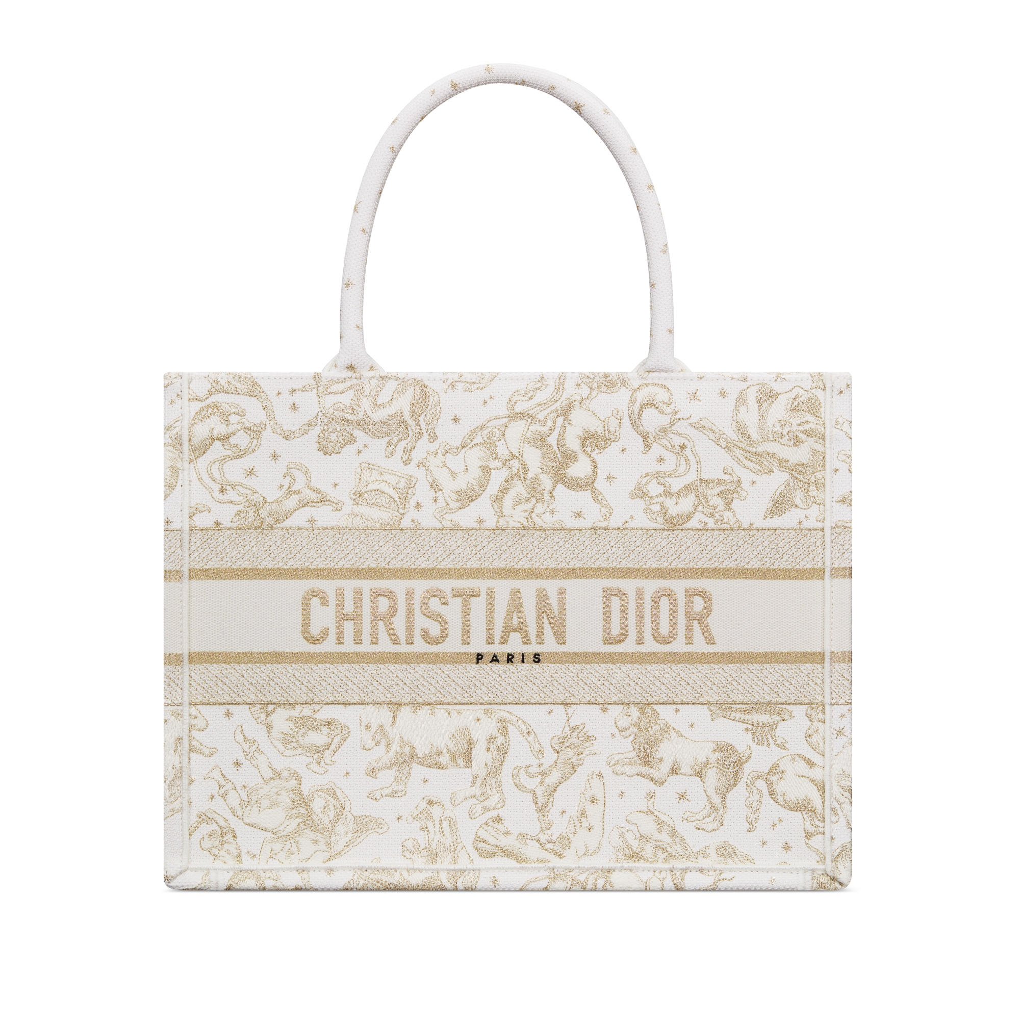 Medium Dior Book Tote Latte and Gold-Tone Dior Zodiac Embroidery (36 x 27.5 x 16.5 cm) E01