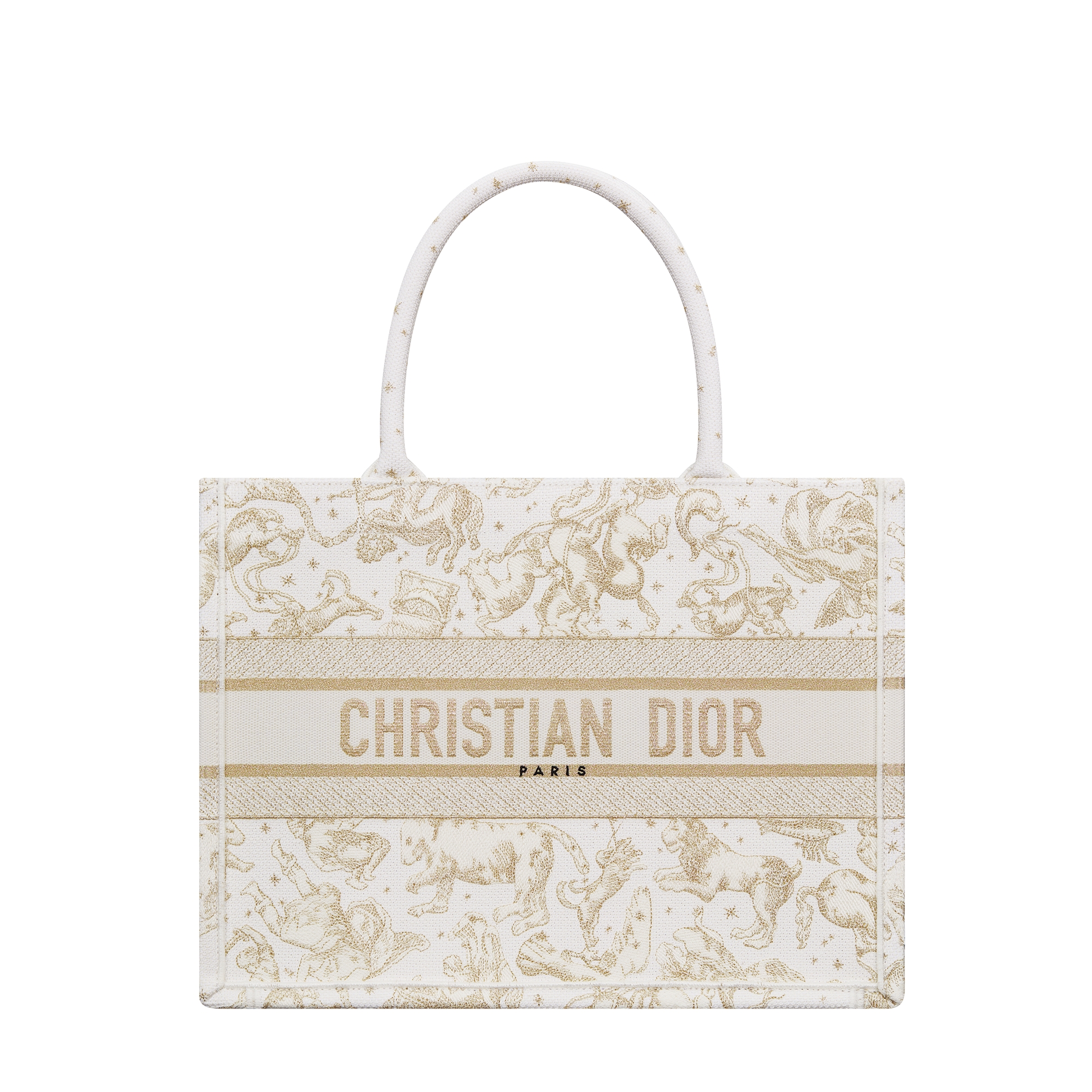 Medium Dior Book Tote Latte and Gold-Tone Dior Zodiac Embroidery (36 x 27.5 x 16.5 cm) E01