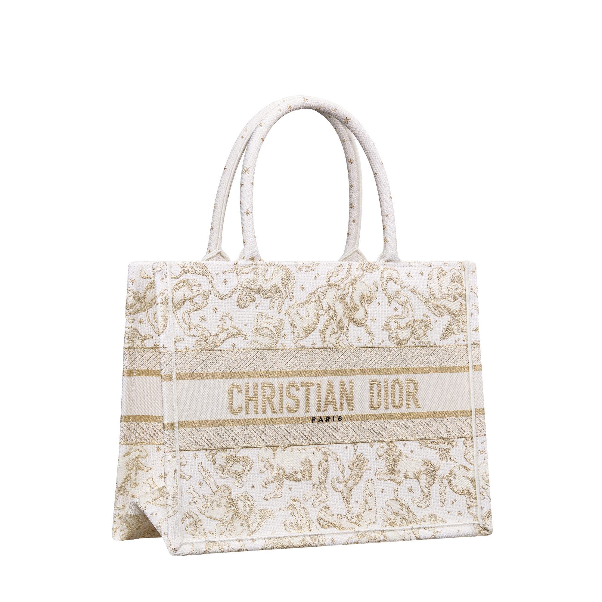 Medium Dior Book Tote Latte and Gold-Tone Dior Zodiac Embroidery (36 x 27.5 x 16.5 cm) E03
