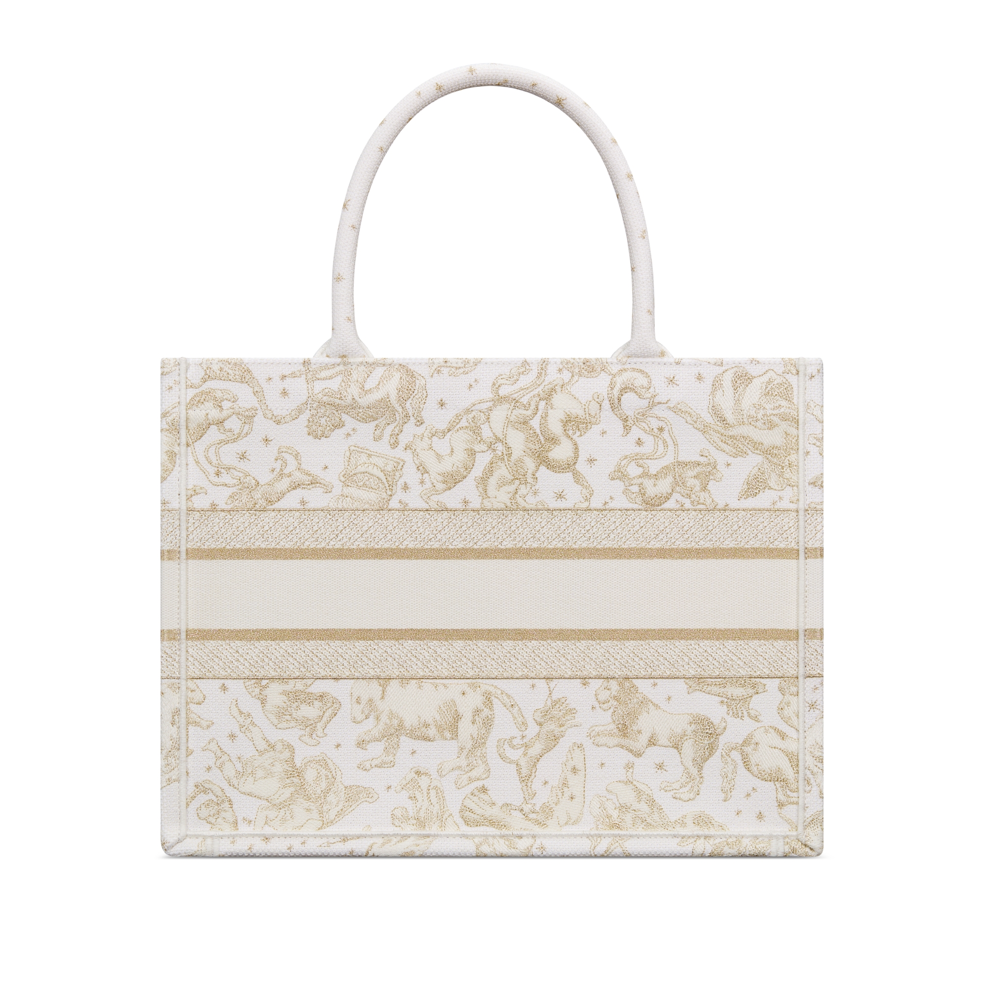 Dior Book Tote 미디엄 백 라떼 & 골드 톤 Dior Zodiac 자수 (36 x 27.5 x 16.5cm) E08