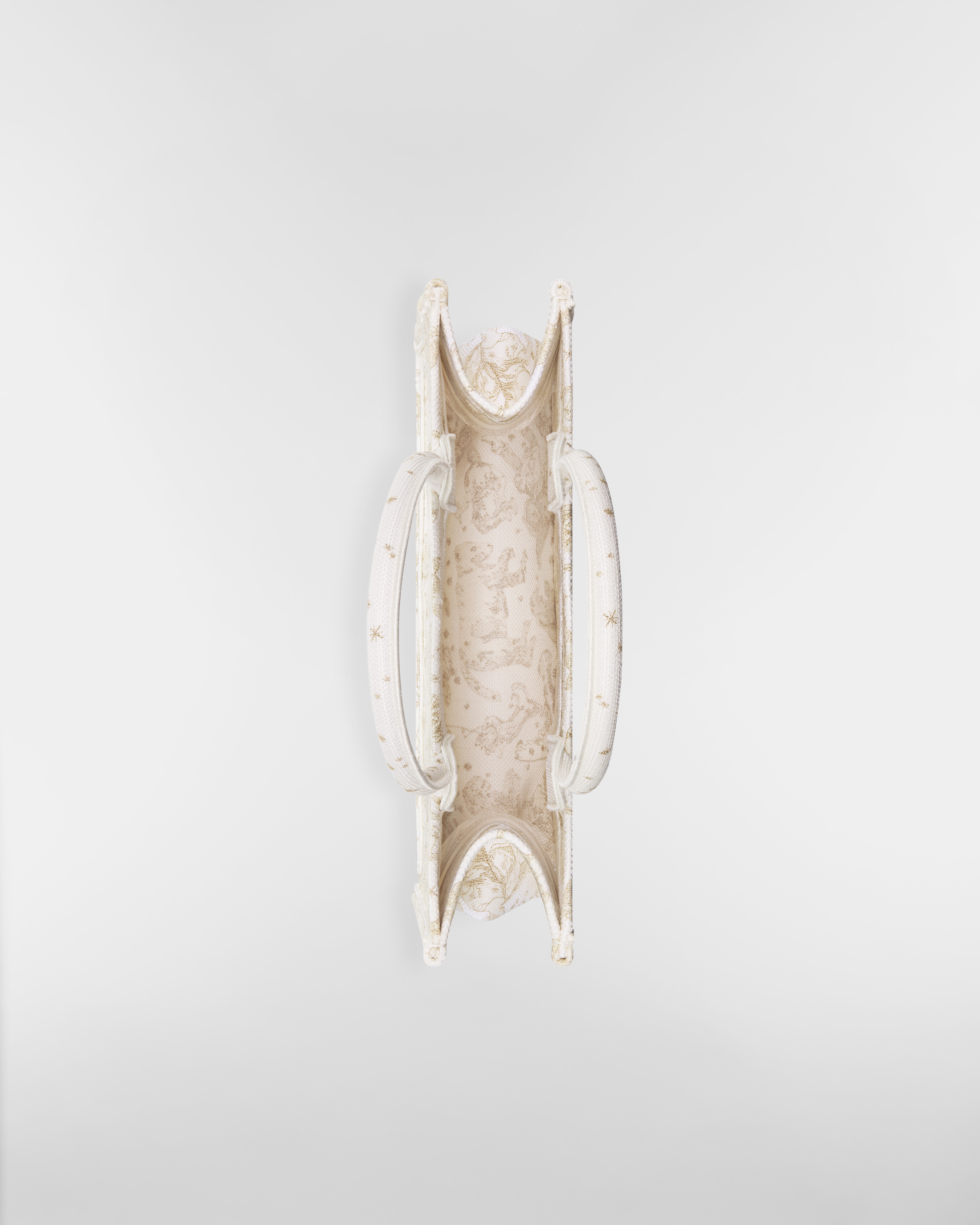 中碼 Dior Book Tote 奶白色和金色色調 Dior Zodiac 刺繡（36 x 27.5 x 16.5 厘米） E06