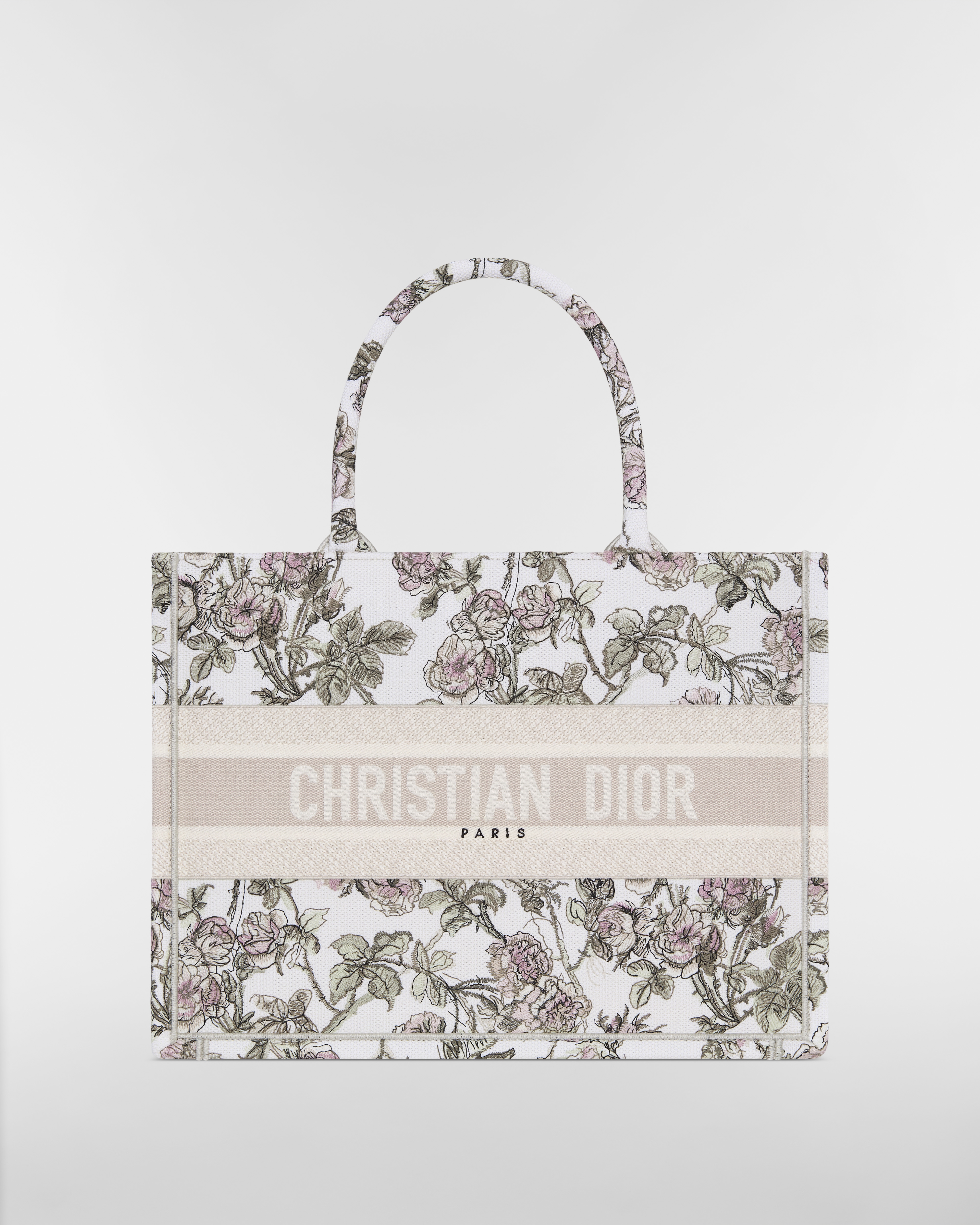 Dior Book Tote mediano Bordado Rosier de Dior latte multicolor (36 x 27,5 x 16,5 cm) E01