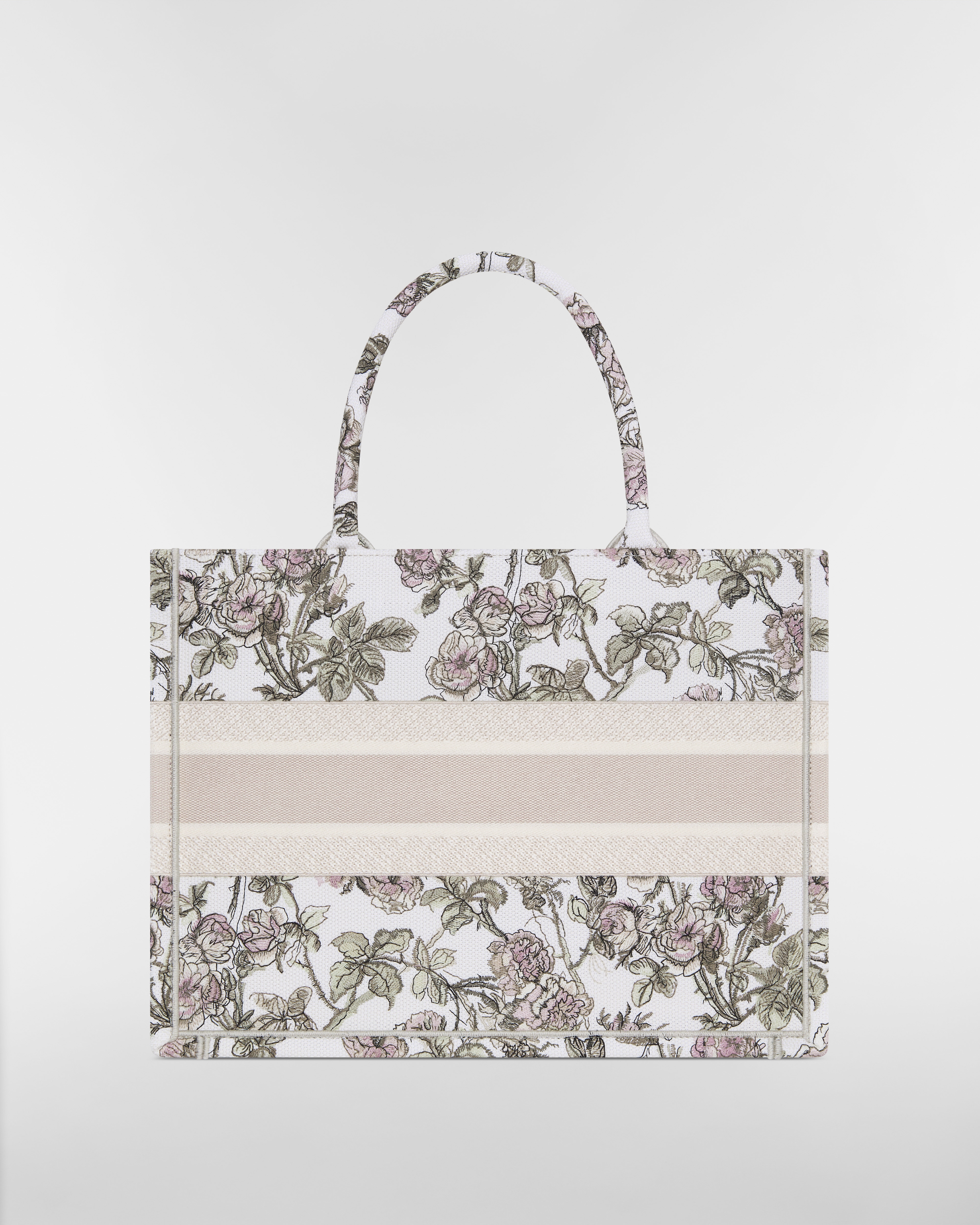 Dior Book Tote mediano Bordado Rosier de Dior latte multicolor (36 x 27,5 x 16,5 cm) E08
